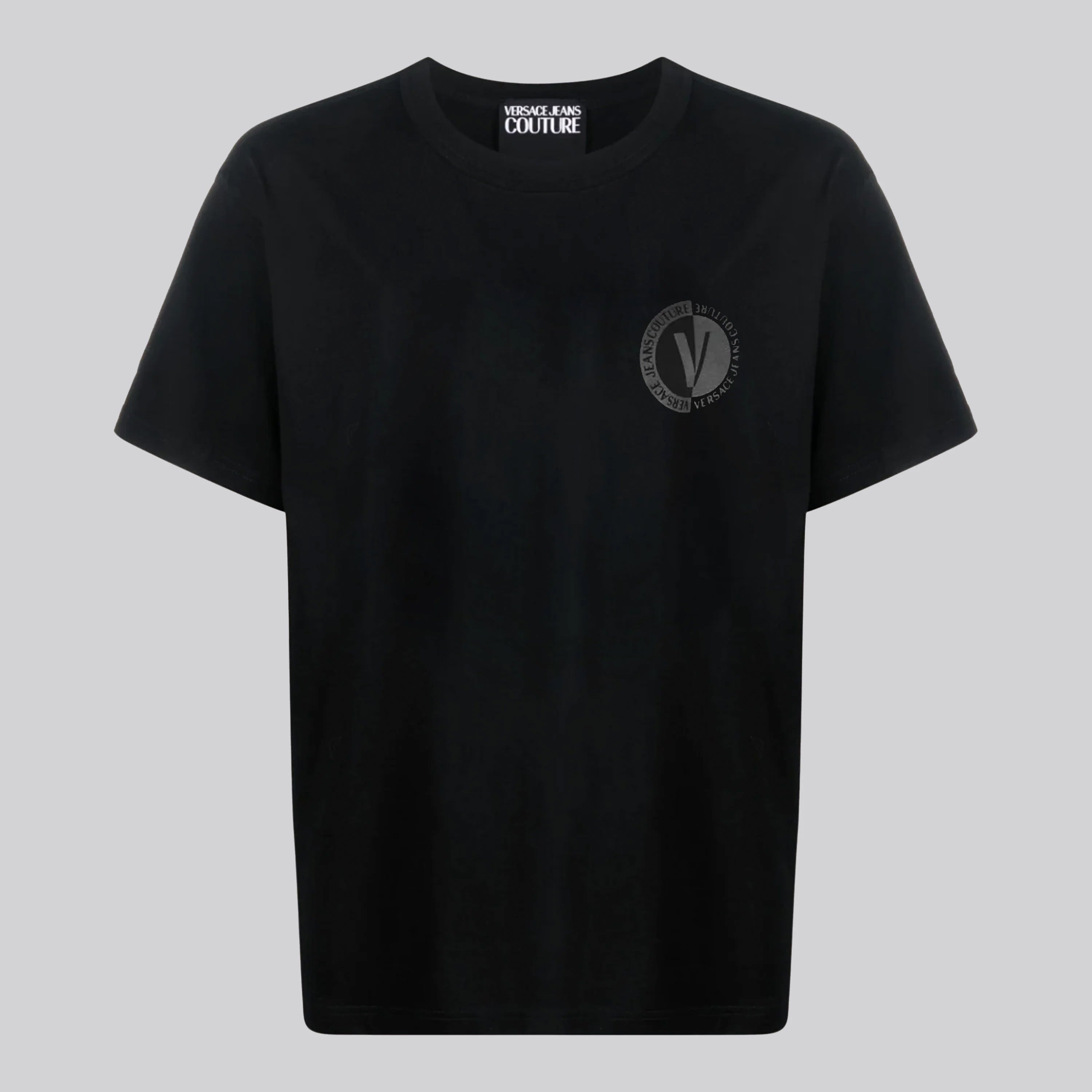Camiseta Negra Versace Couture Negra V Circle Logo Chest