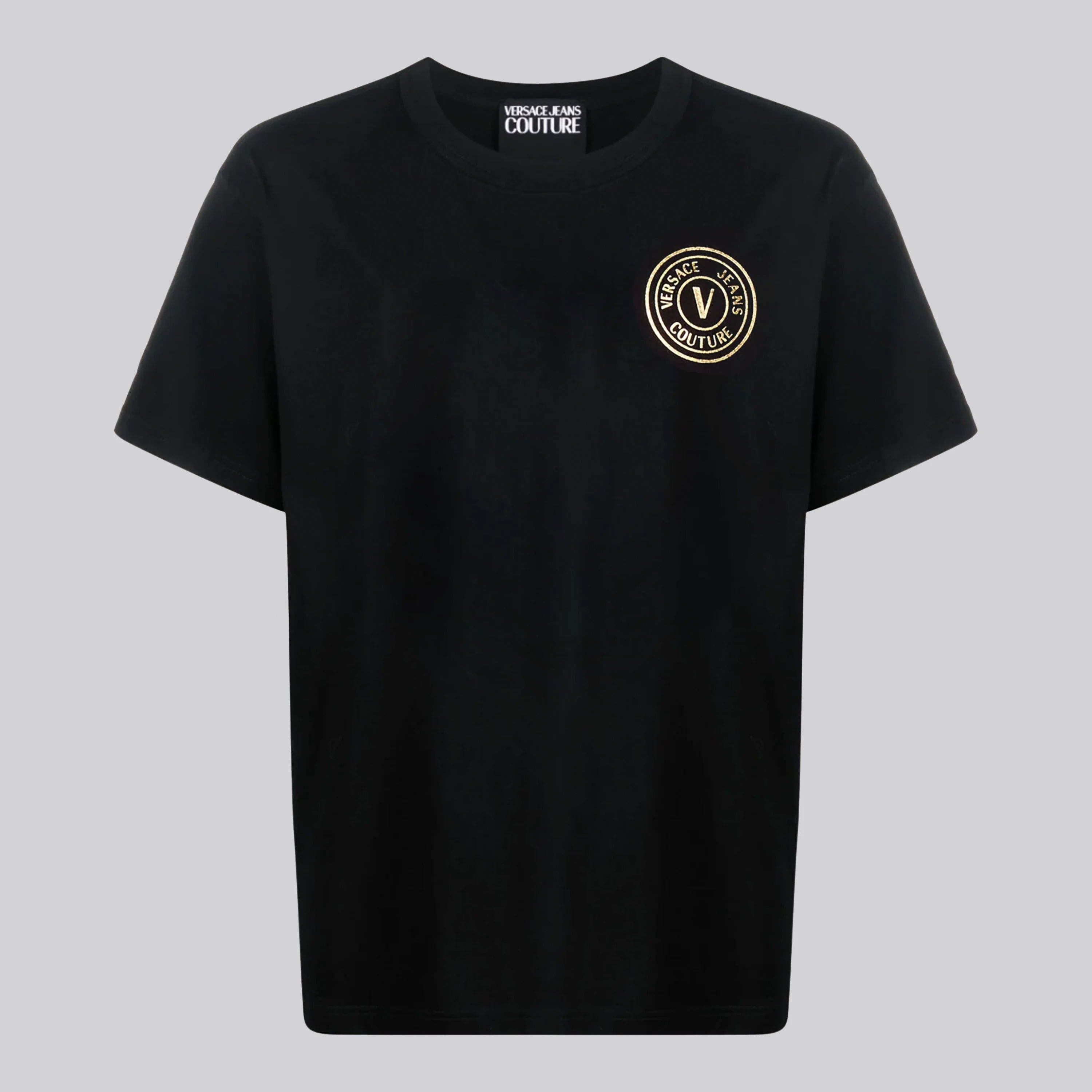 Camiseta Negra Versace Couture V Circle Logo Chest