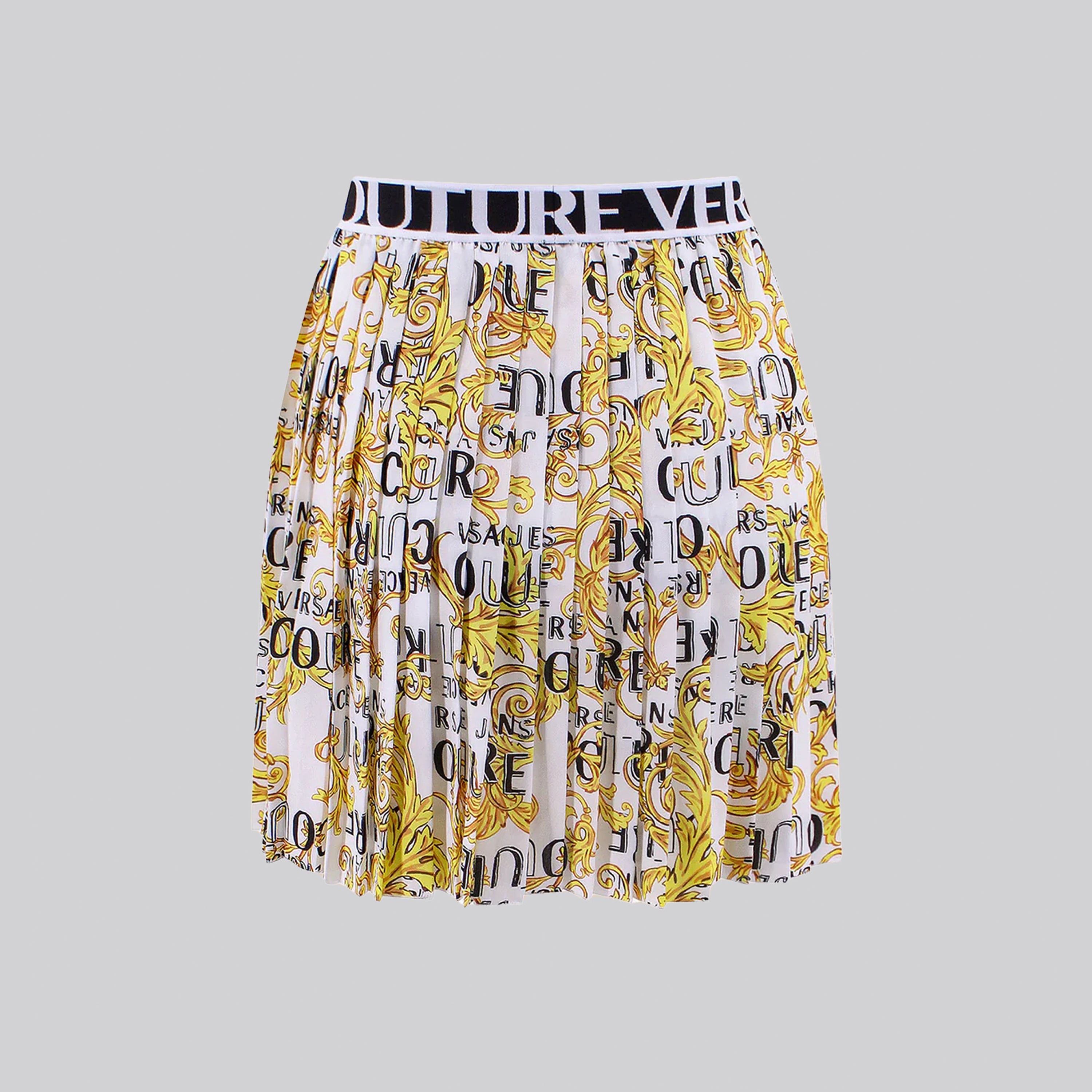 Falda Blanca Versace Couture Twill Print Logo Couture