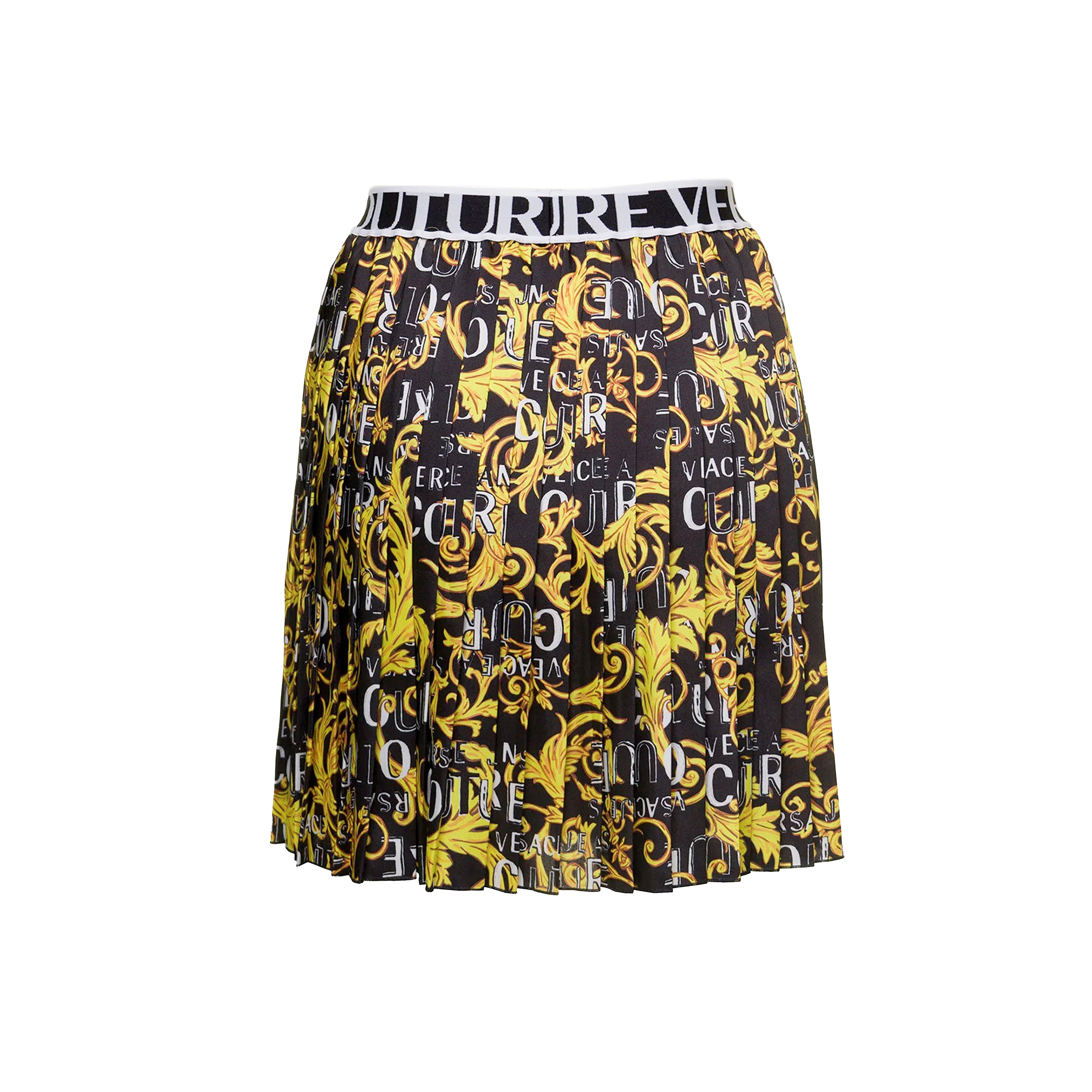Falda Negra Versace Couture Twill Print Logo Couture