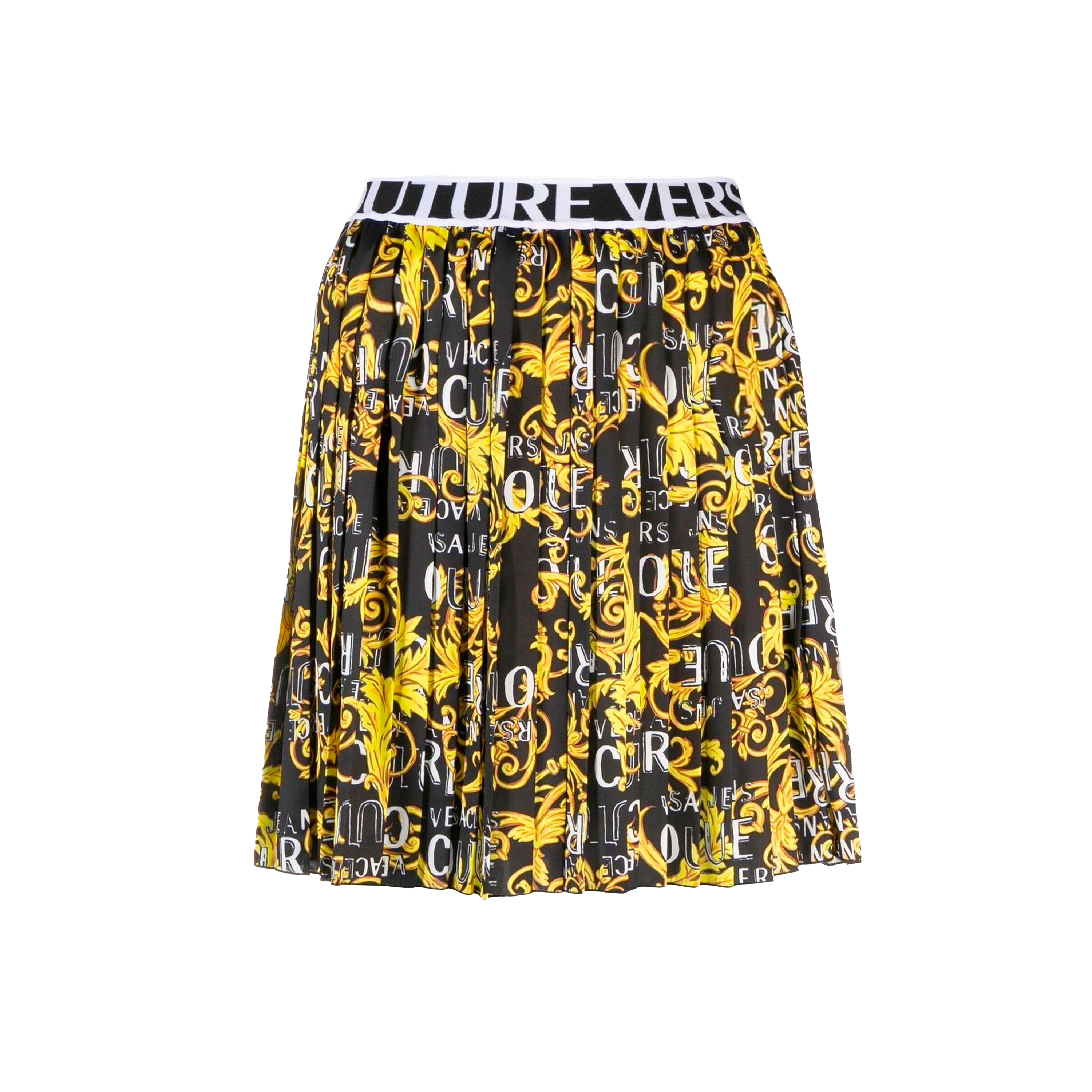 Falda Negra Versace Couture Twill Print Logo Couture
