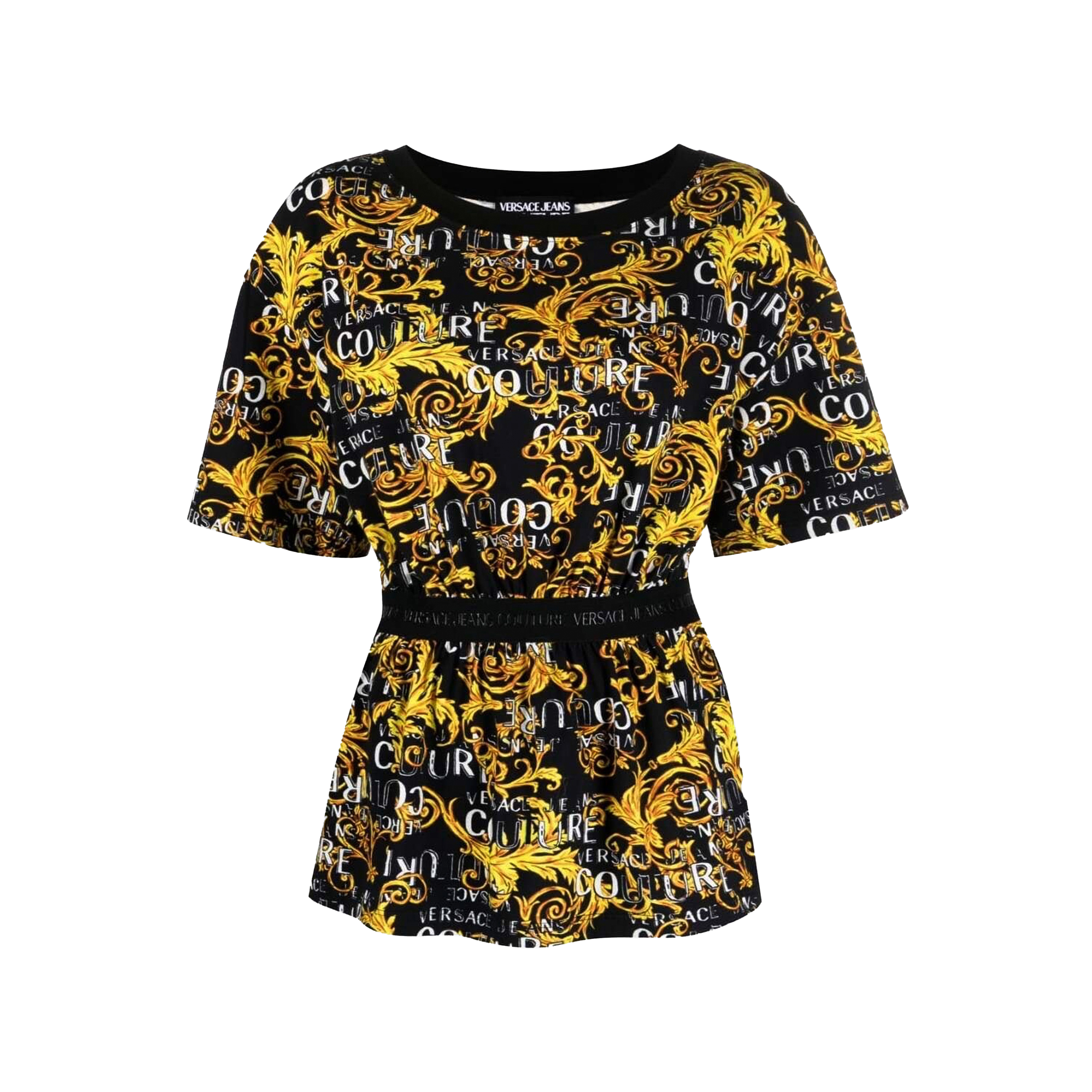 Camiseta Negra Versace Couture Str Print Logo Couture