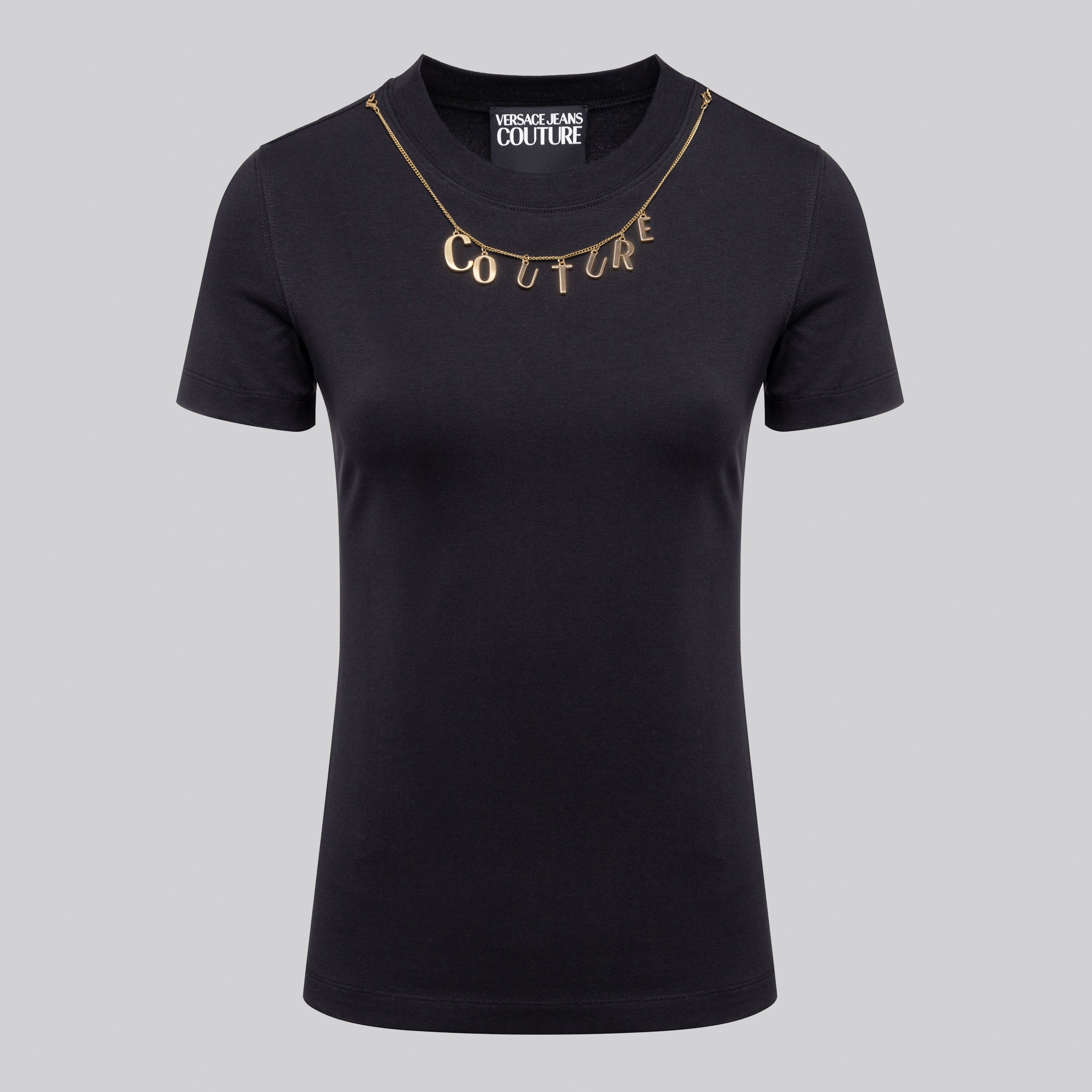 Camiseta Negra Versace Couture Neck Collar