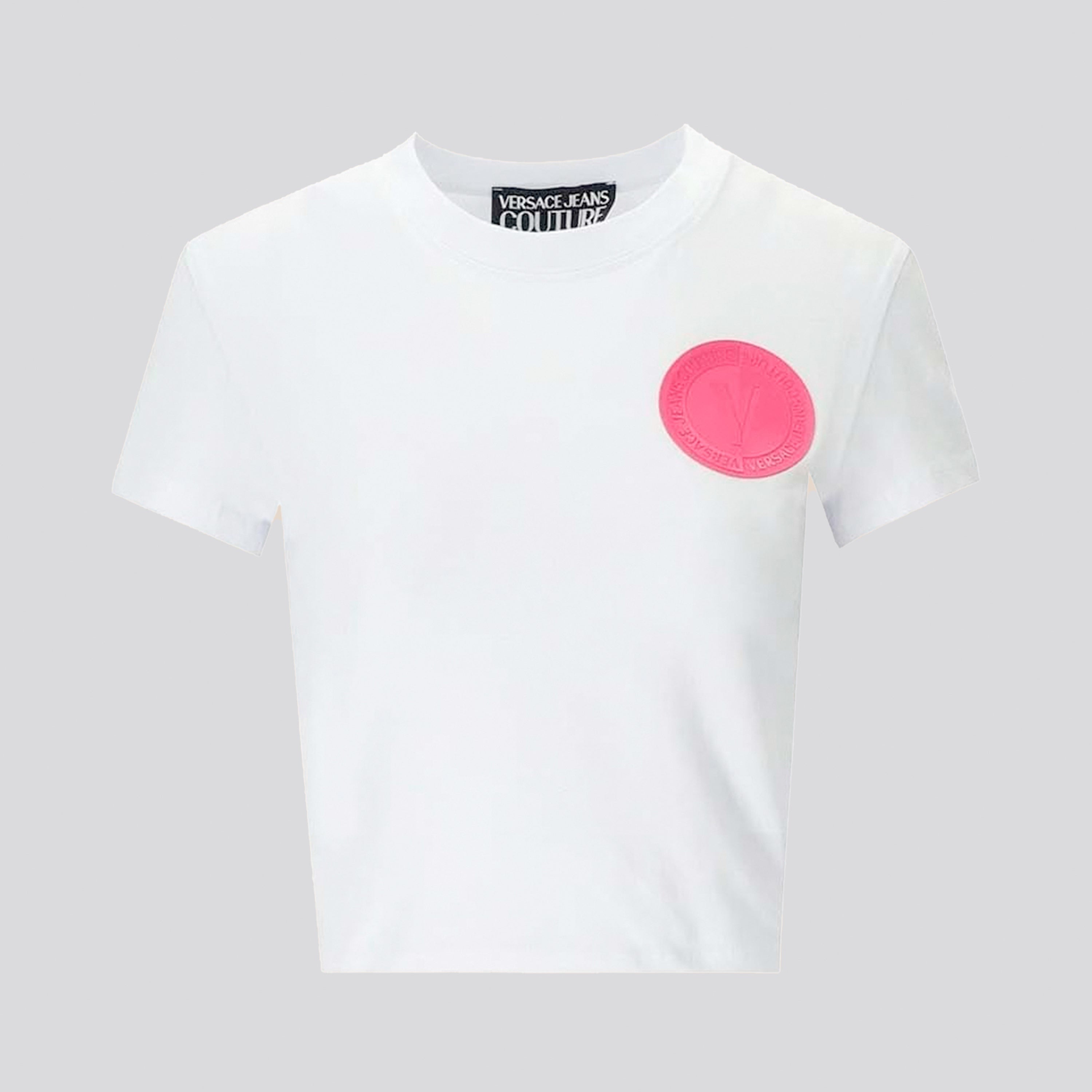 Camiseta Blanca Versace Couture Pink Patch