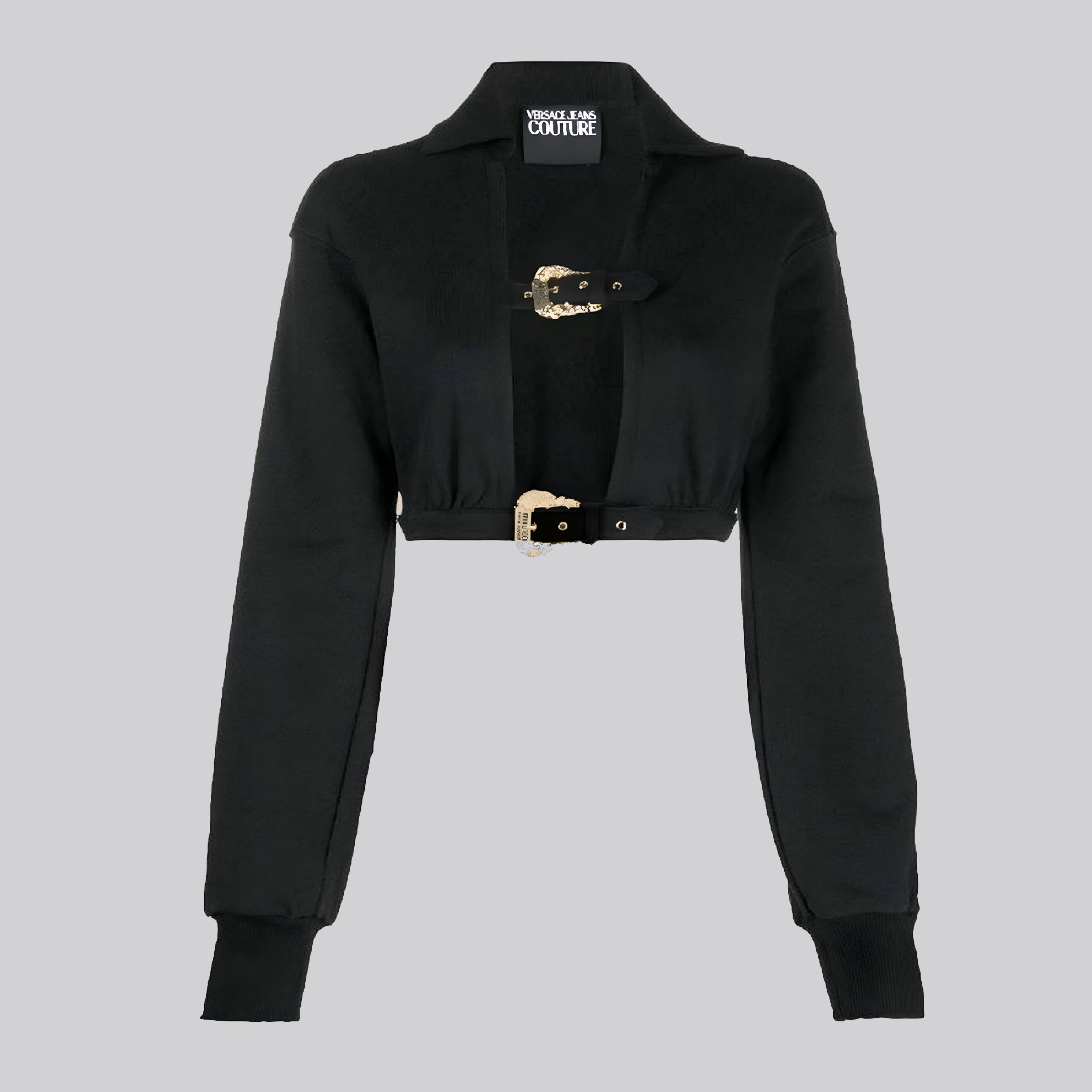 Buzo Cropped Negro Versace Couture Fleece Light Soft
