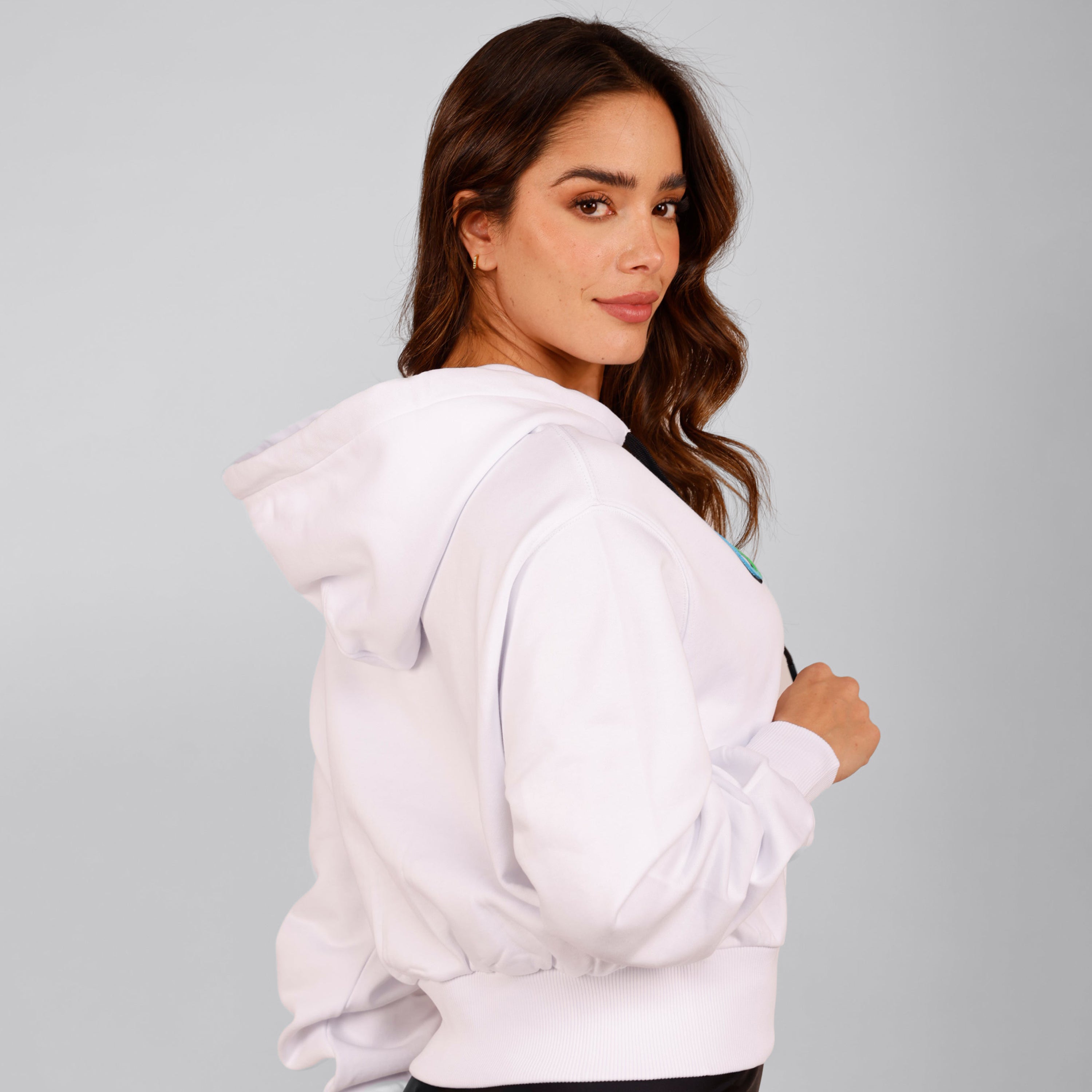 Buzo Tipo Hoodie Blanco Versace Couture Logo Fleece