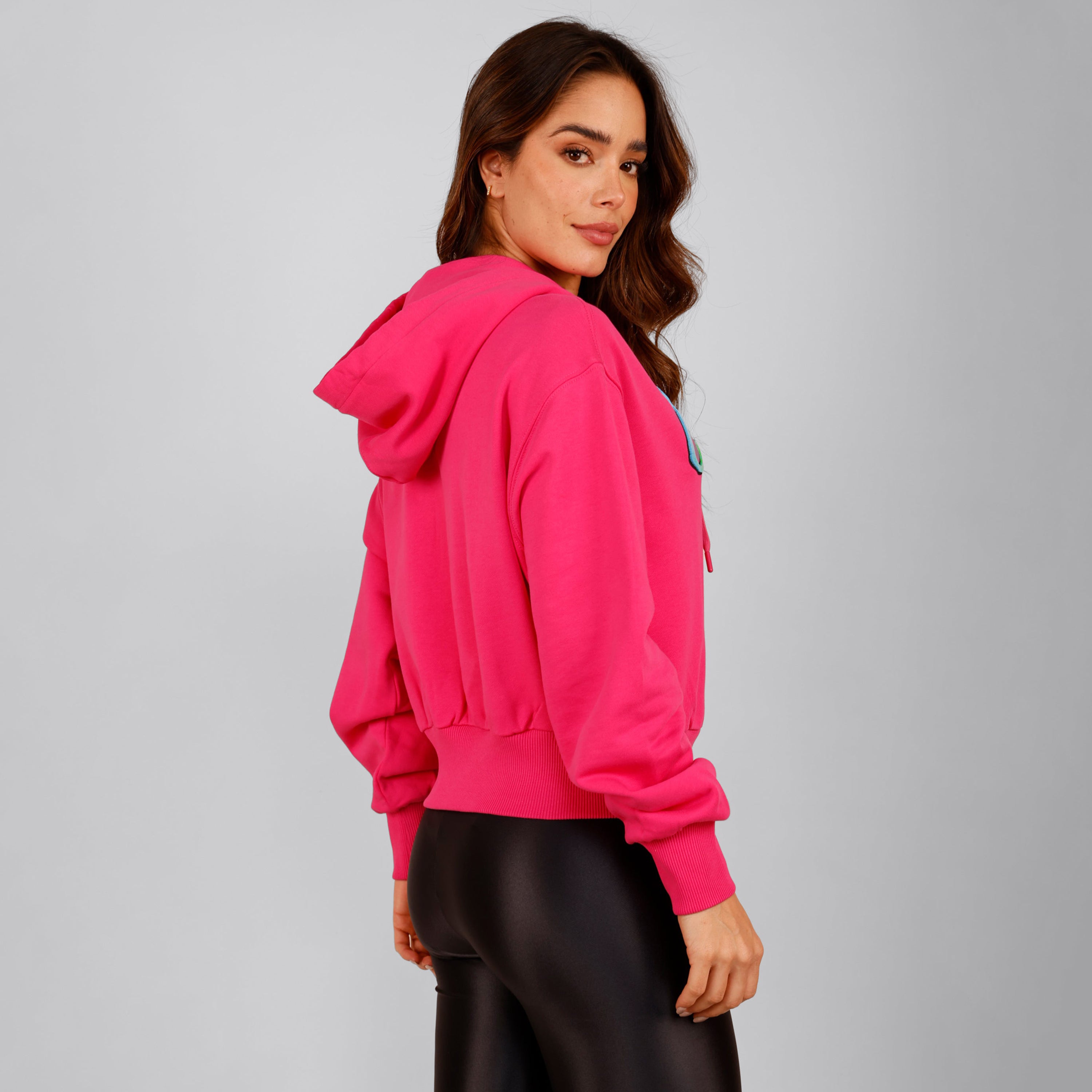 Buzo Tipo Hoodie Rosado Versace Couture Logo Fleece