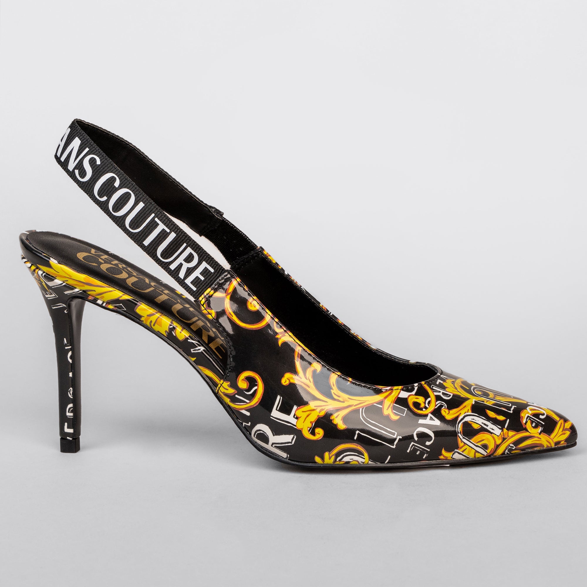 Sandalias de Tacón Negras Versace Couture Baroque