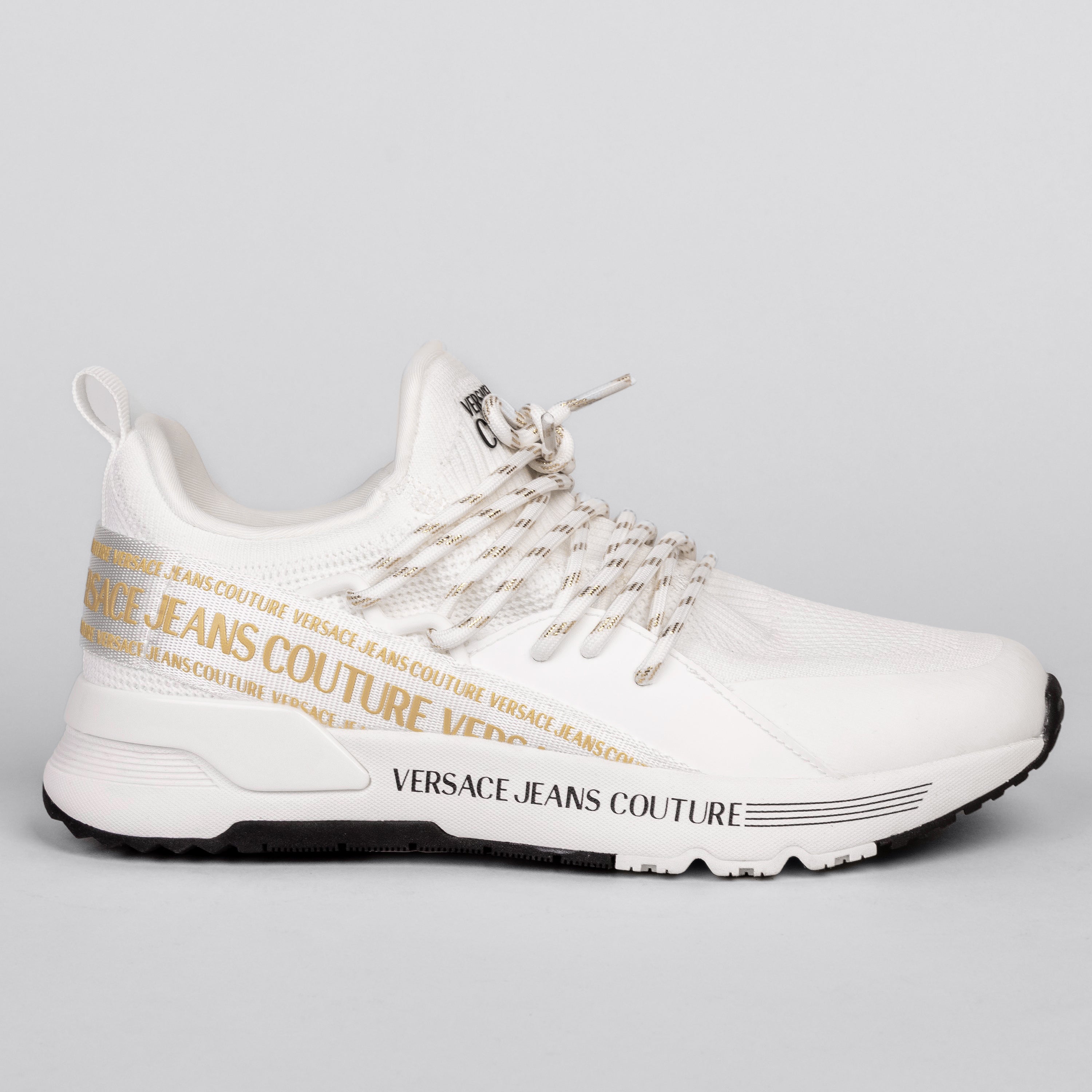 Sneakers Blanco Versace Couture Knitted Coated Elastic