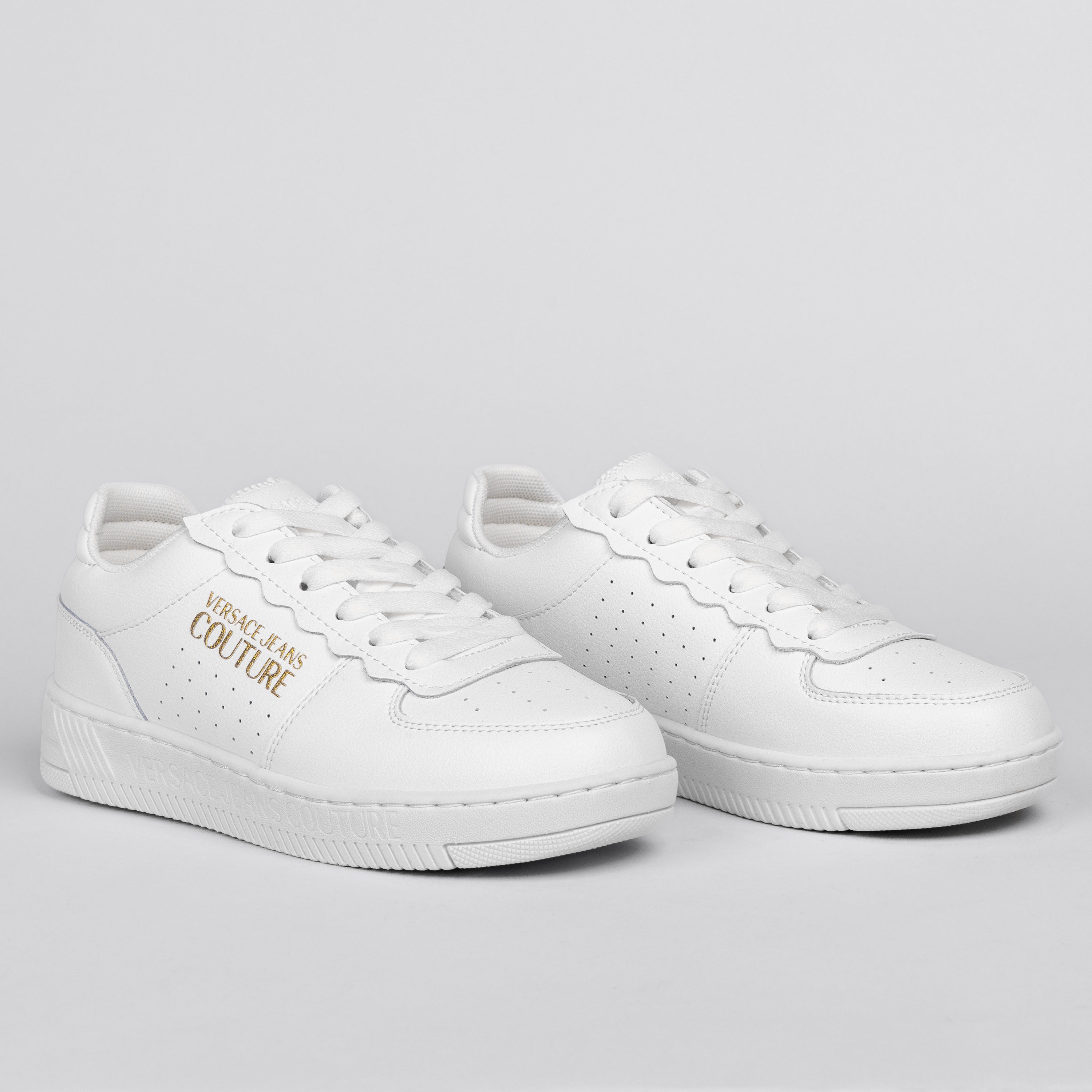 Sneakers Blanco Versace Couture Grainy Leather