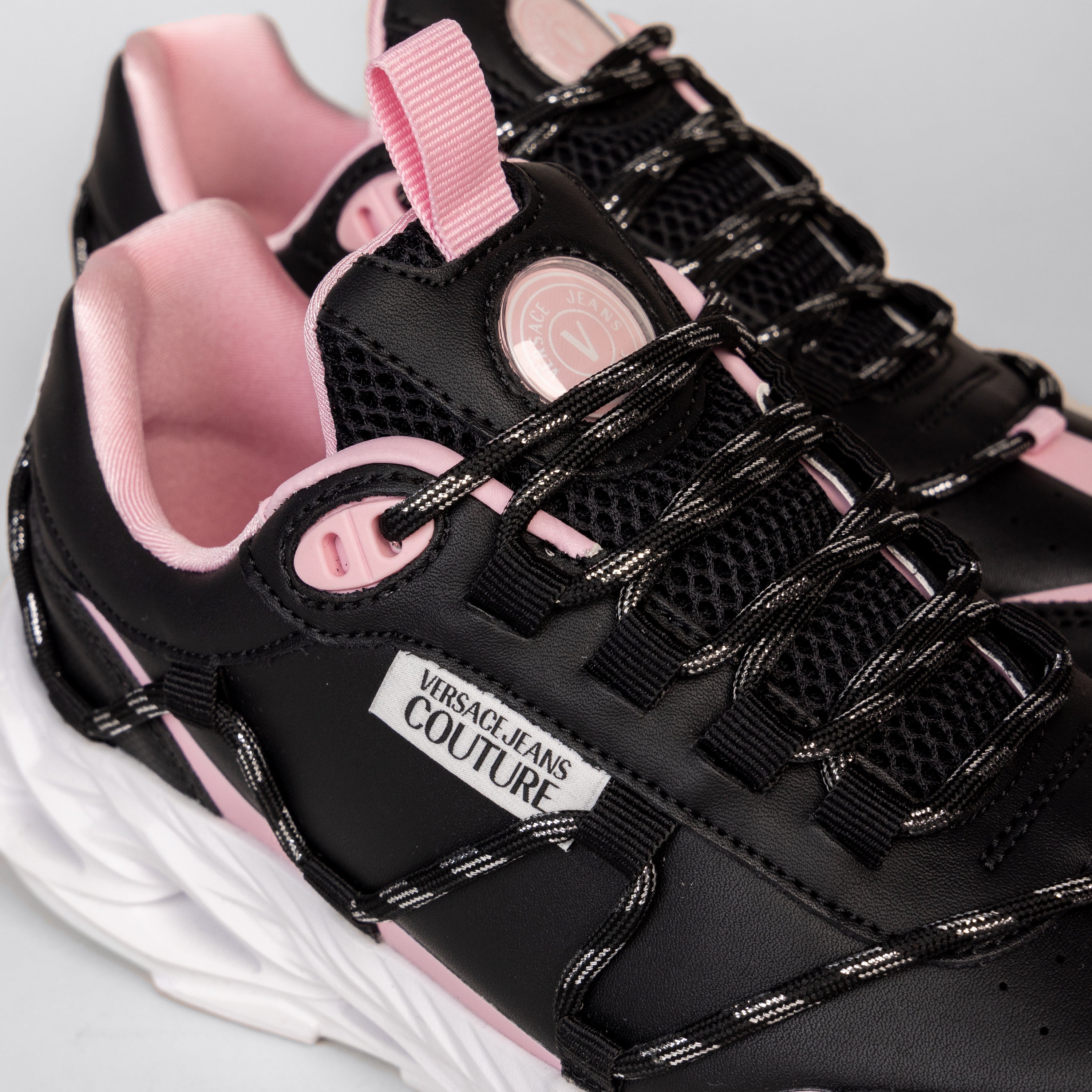 Sneakers Negro Versace Couture Mesh Printed Nylon