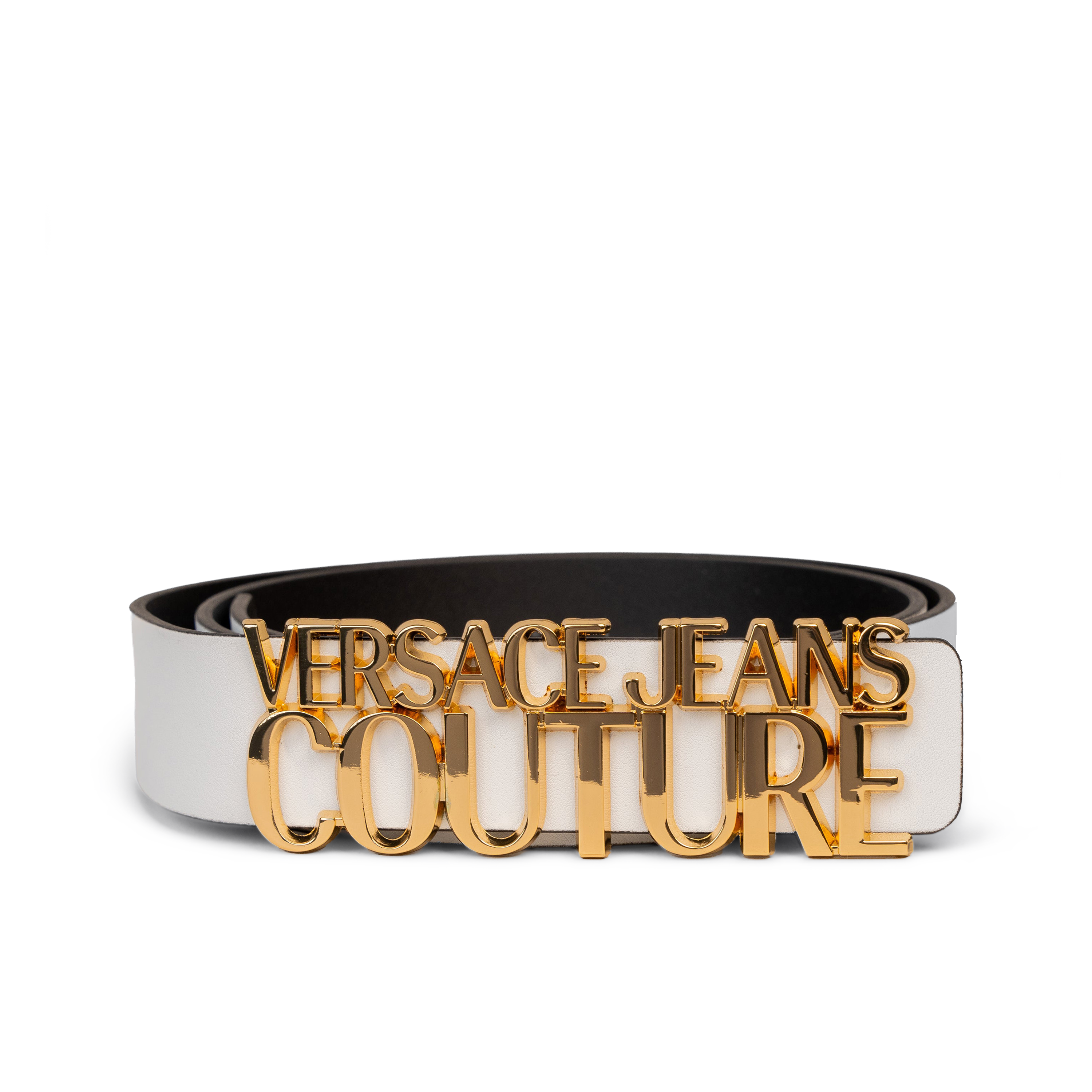 Cinturón Blanco Versace Couture Dorado Plaque