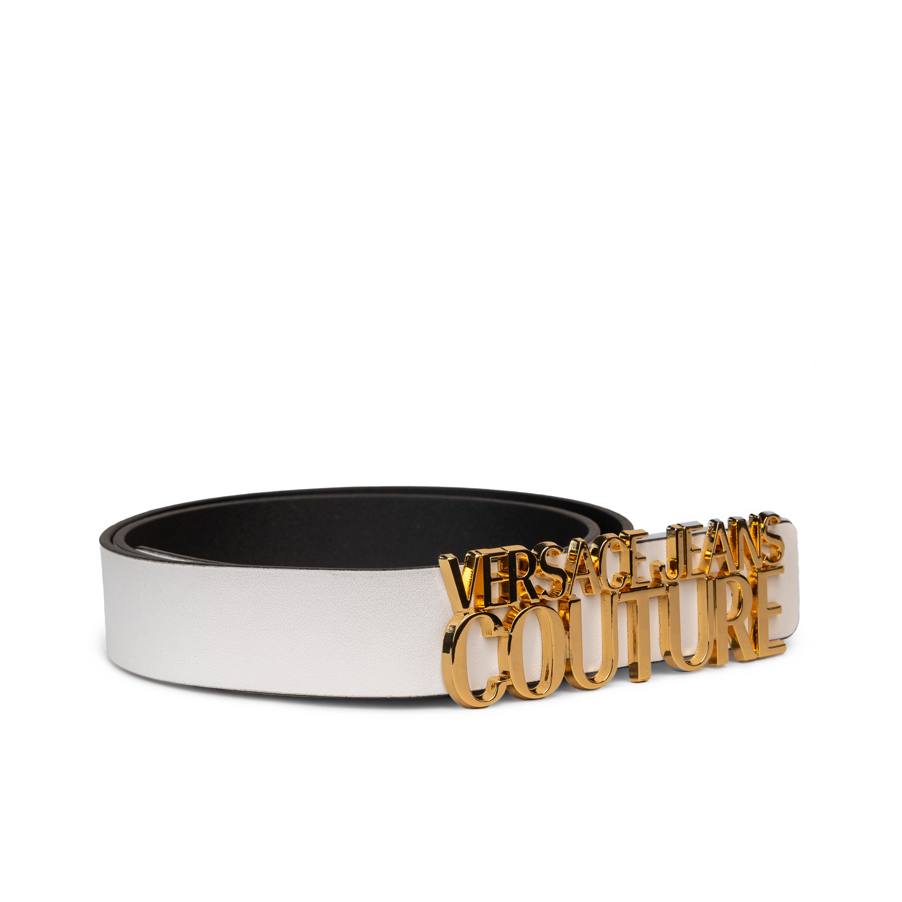 Cinturón Blanco Versace Couture Dorado Plaque