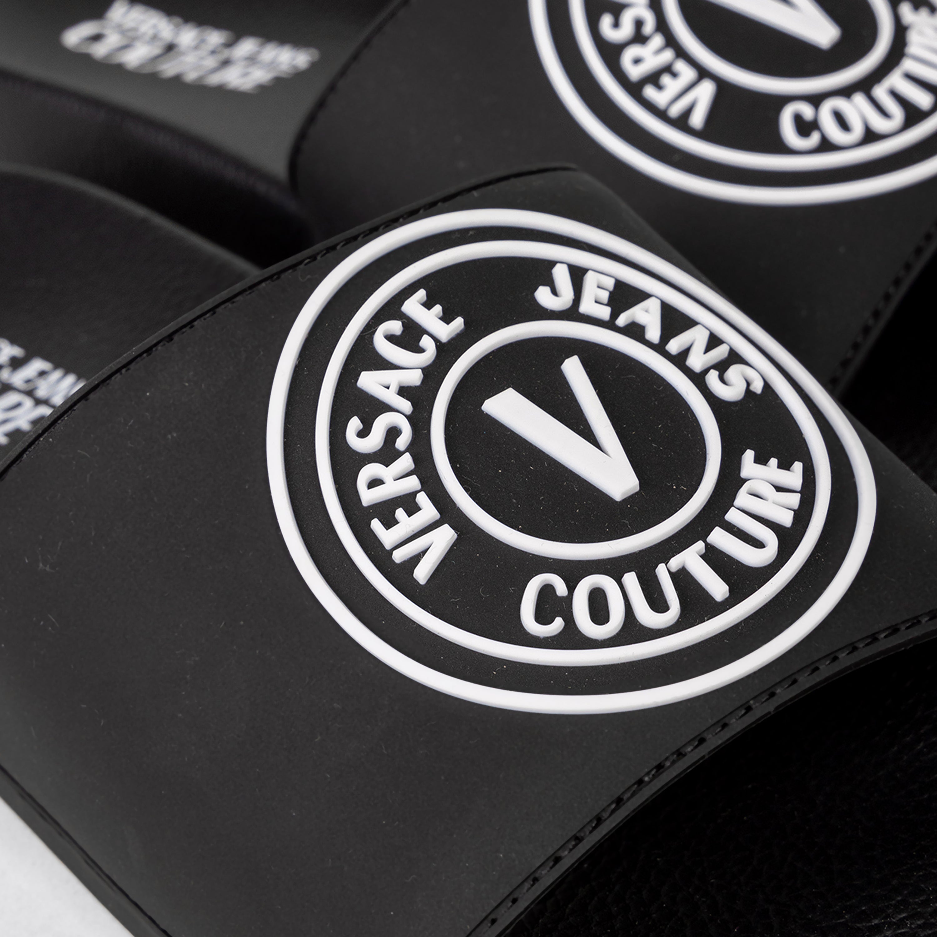 Sandalias Negras Versace Couture Circle Logo