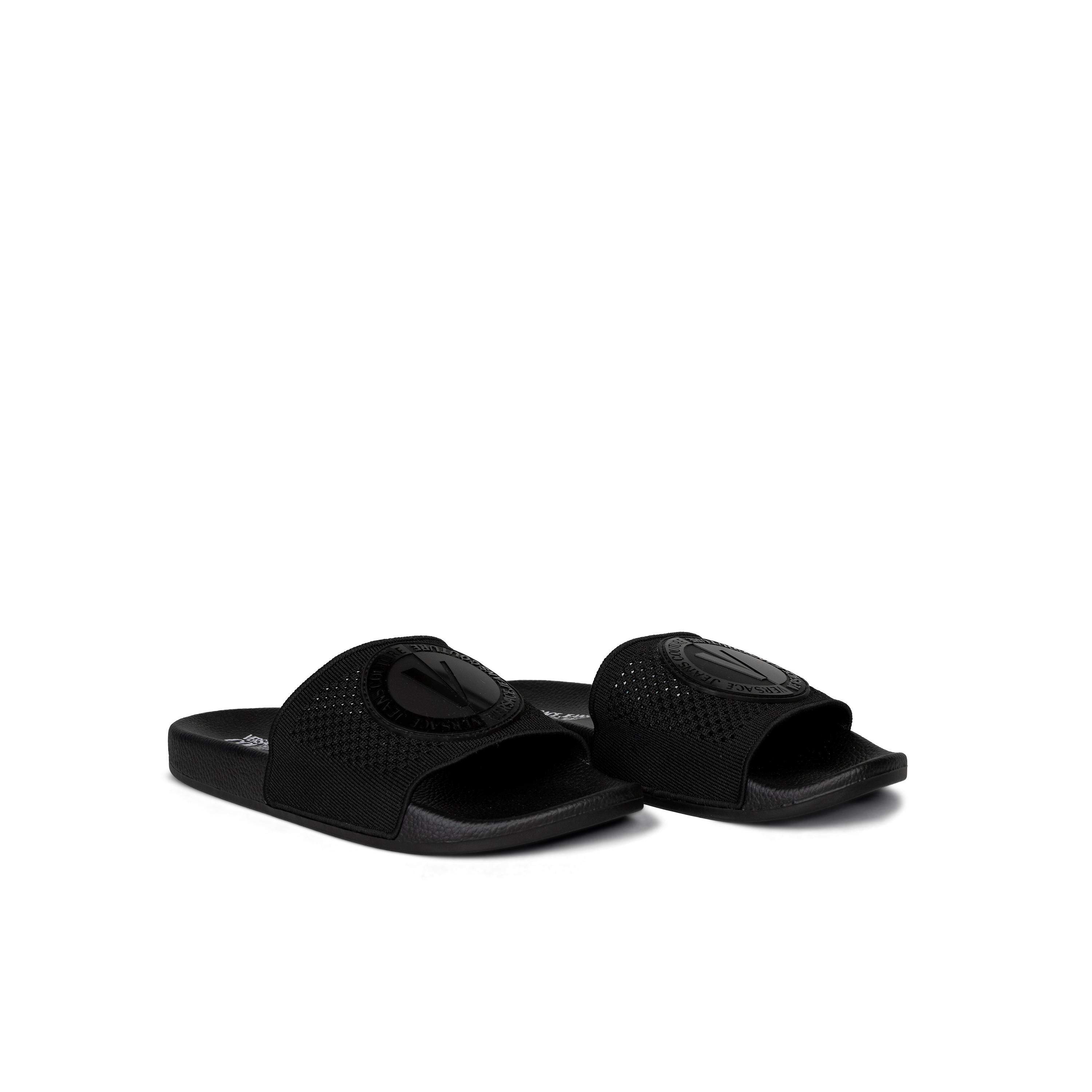 Sandalias Negras Versace Couture V Circle Logo