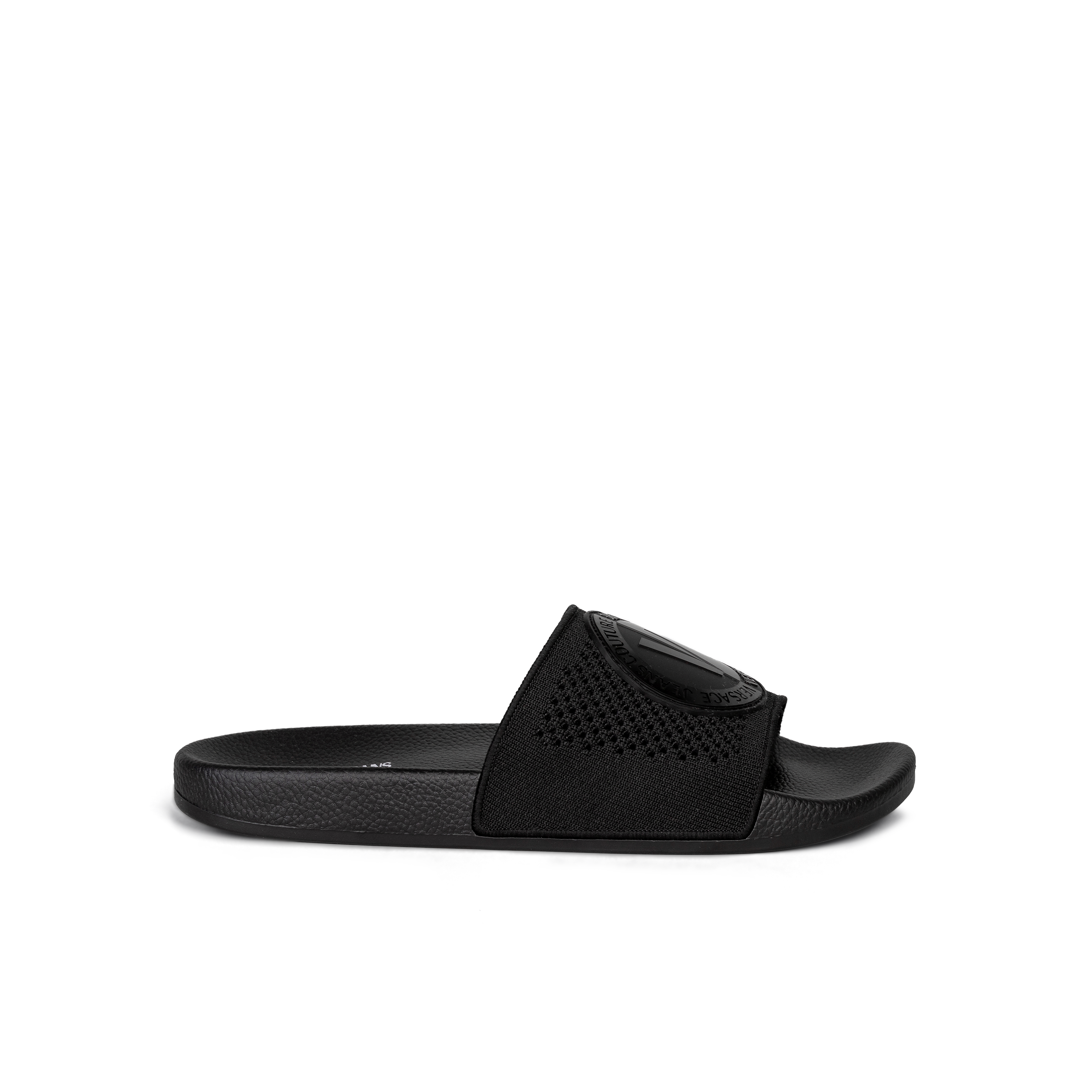 Sandalias Negras Versace Couture V Circle Logo