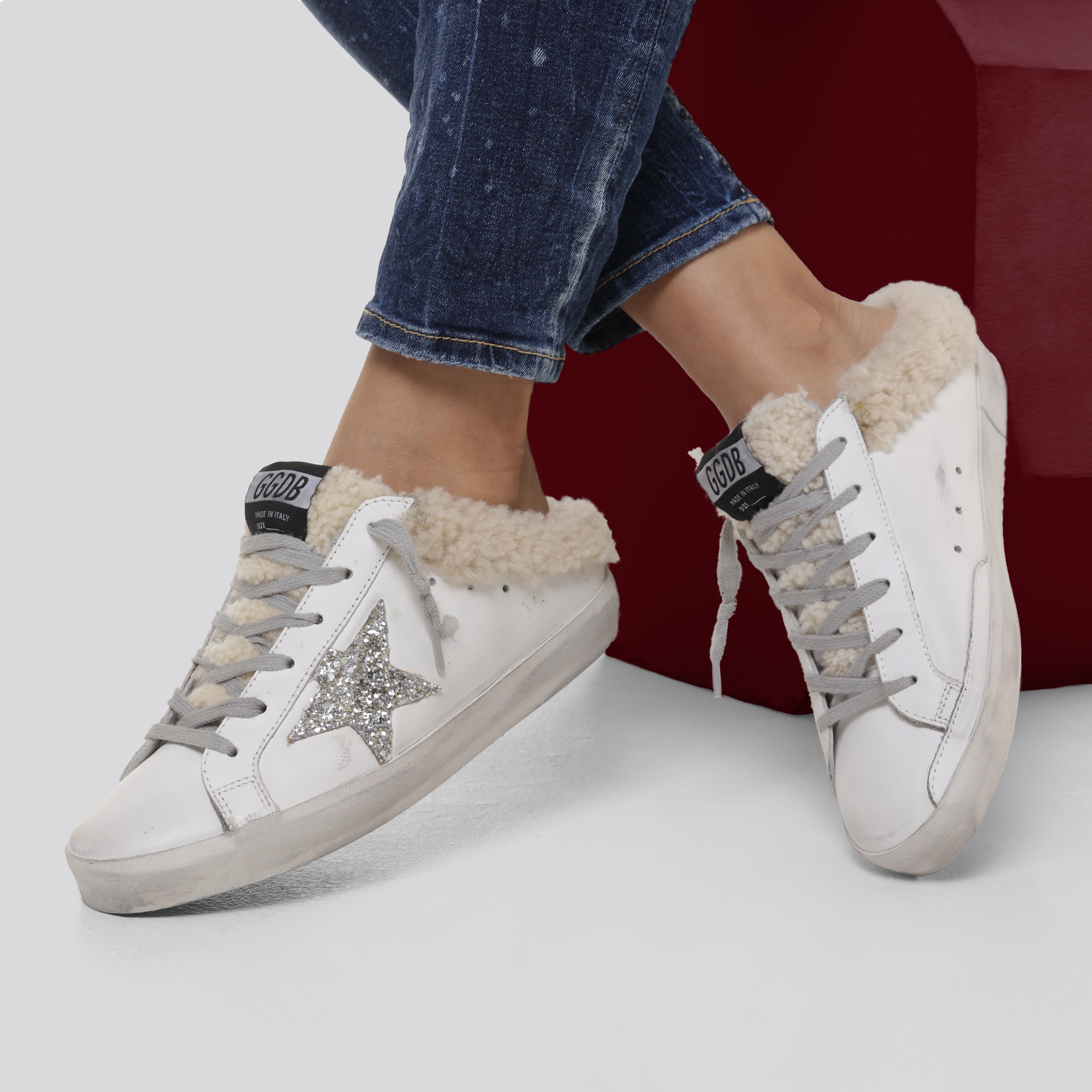 Sneakers Blancos Golden Goose Super-Star Sabot Shearling