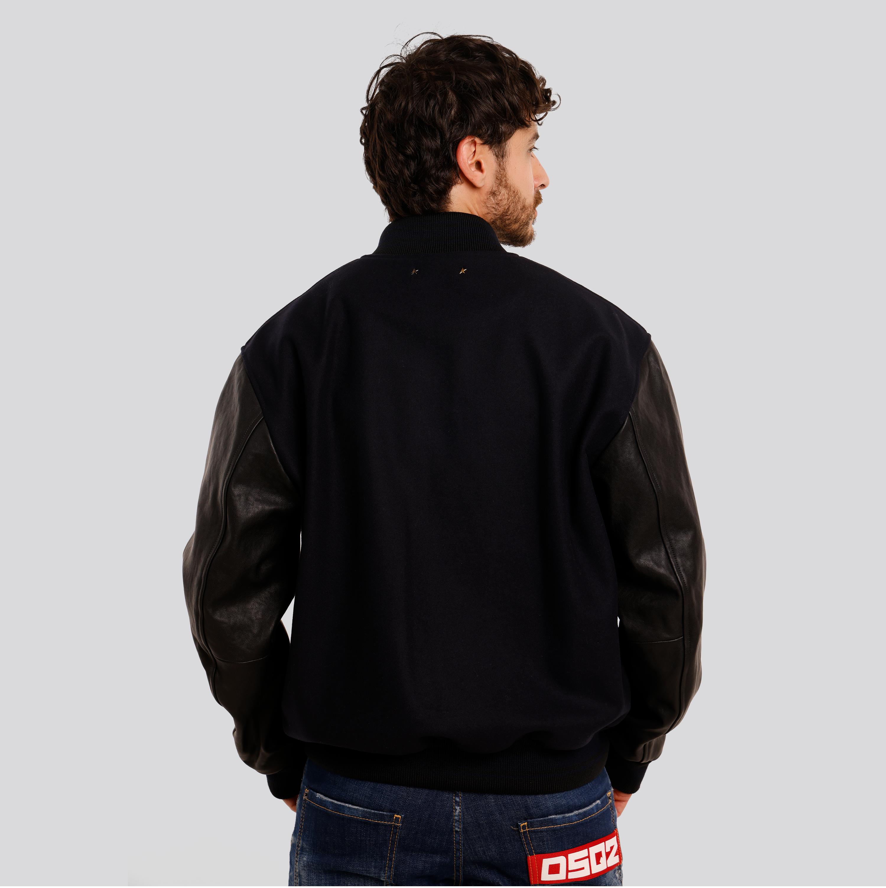 Apparel Azul Golden Goose Cloth Wool Blend And Distressed Leather Sleeves