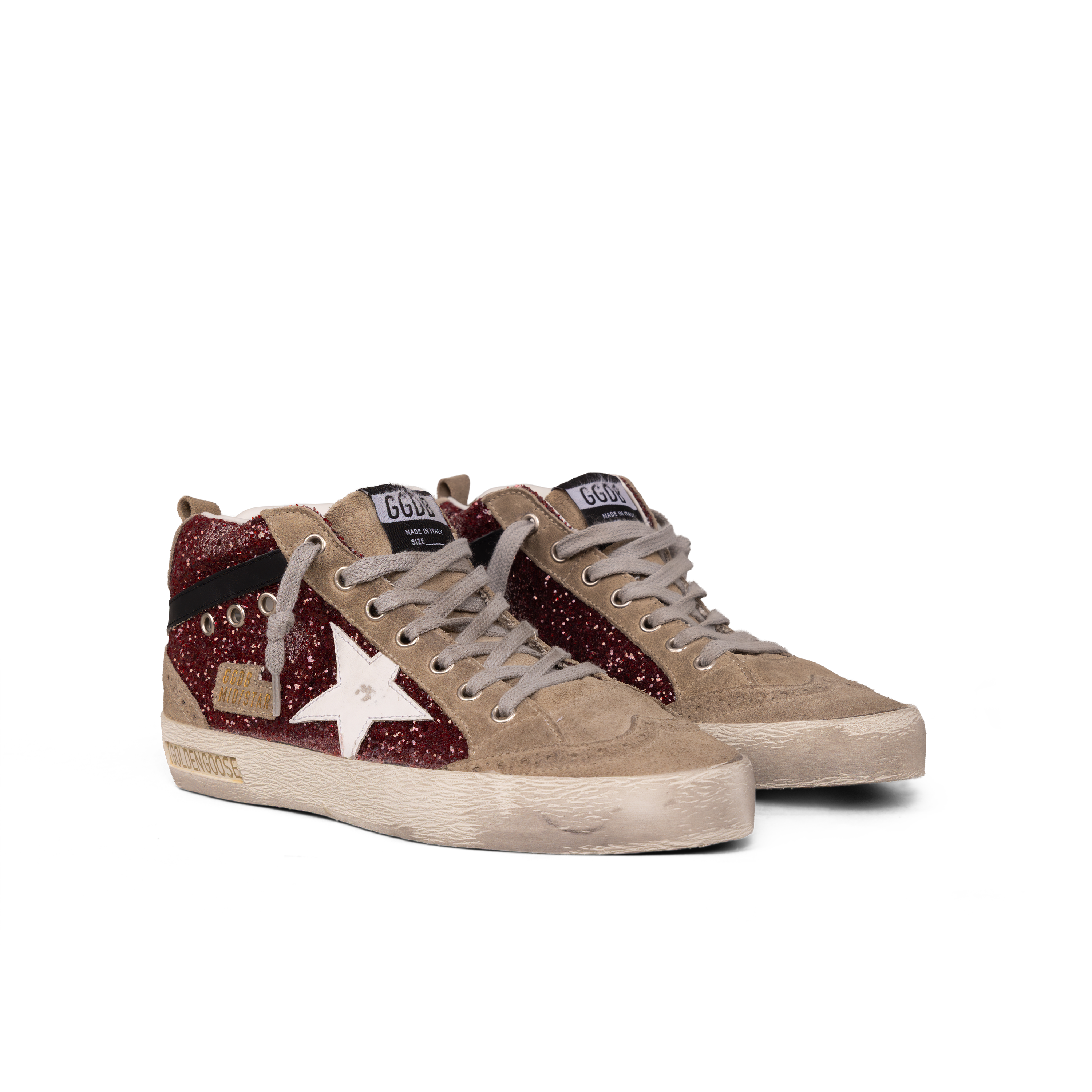 Sneakers Bordeaux Golden Goose Mid Star Glitter