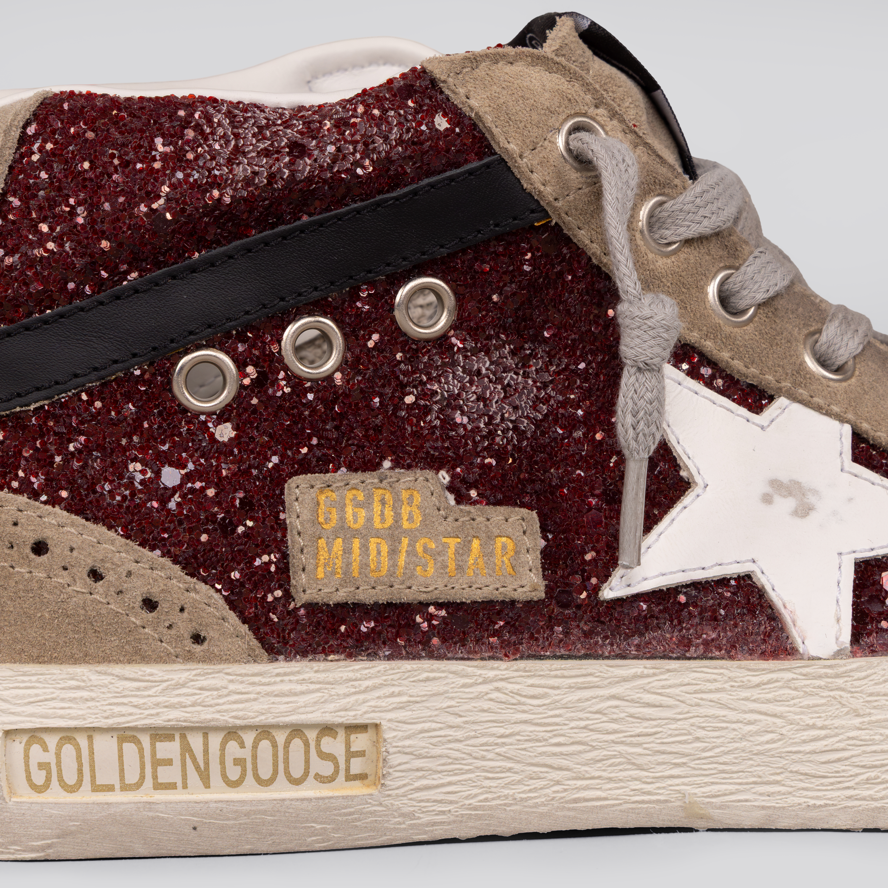 Sneakers Bordeaux Golden Goose Mid Star Glitter