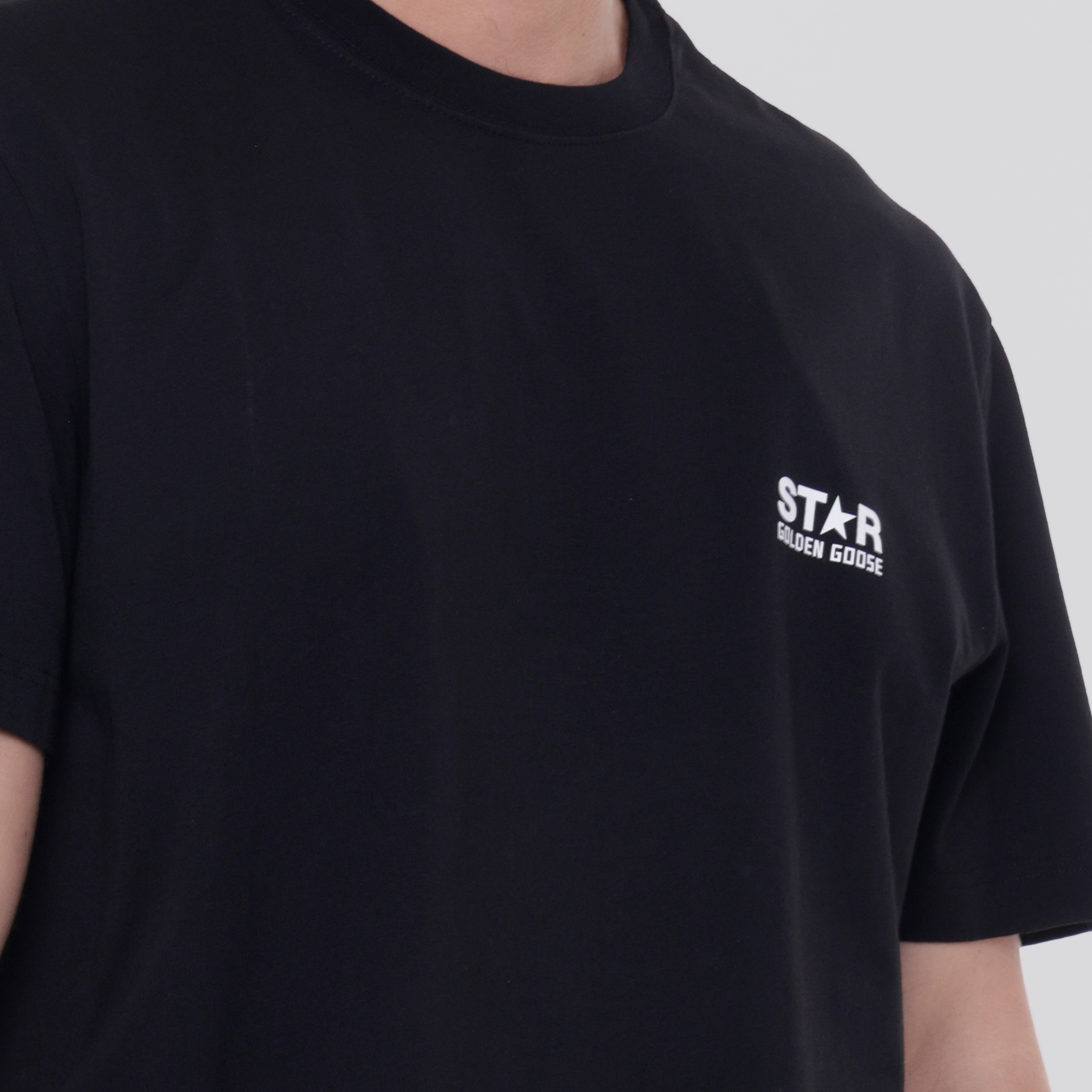 Camiseta Negra Golden Goose Star Glittered