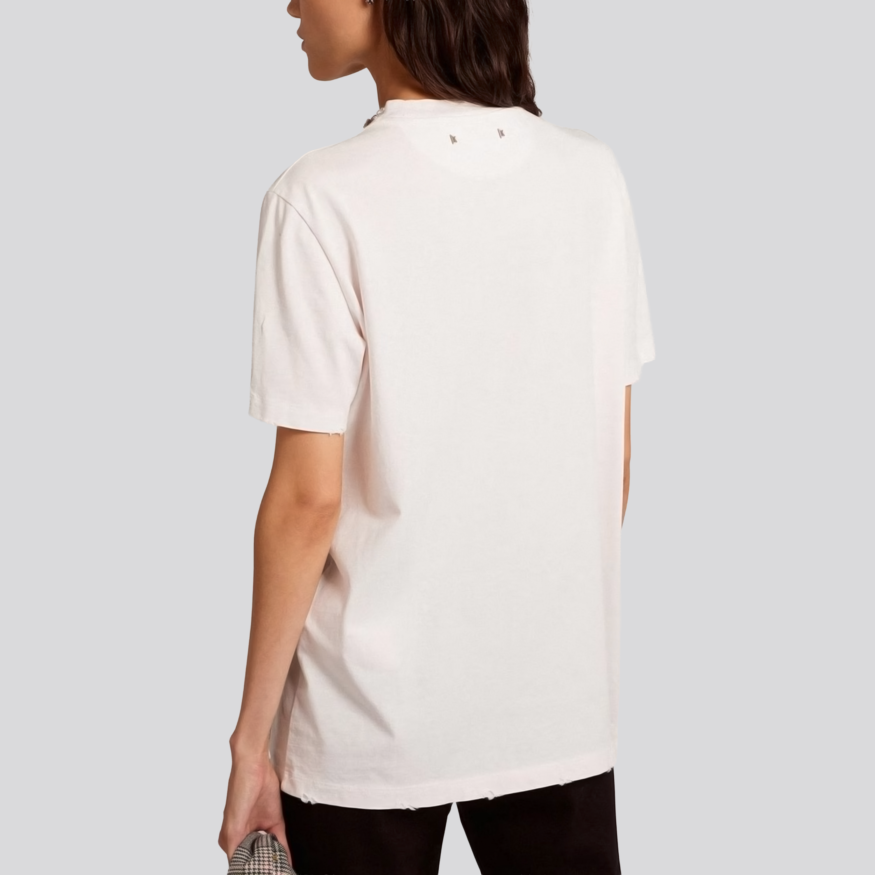 Camiseta Blanca Golden Goose Distressed