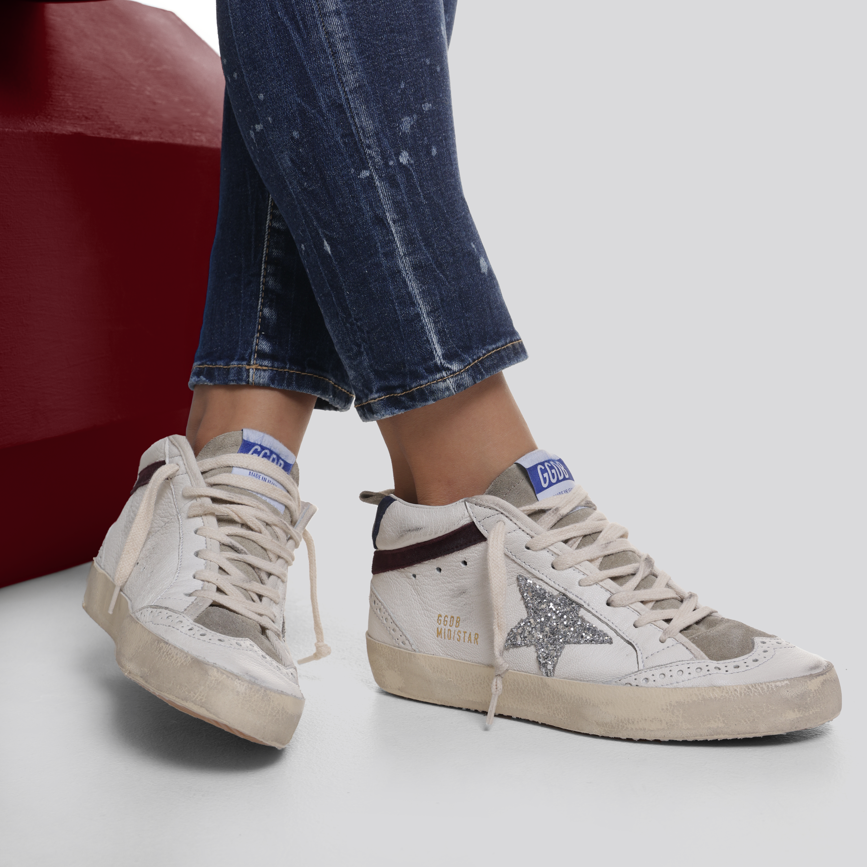 Sneakers Blancos Golden Goose Mid Star Glitter