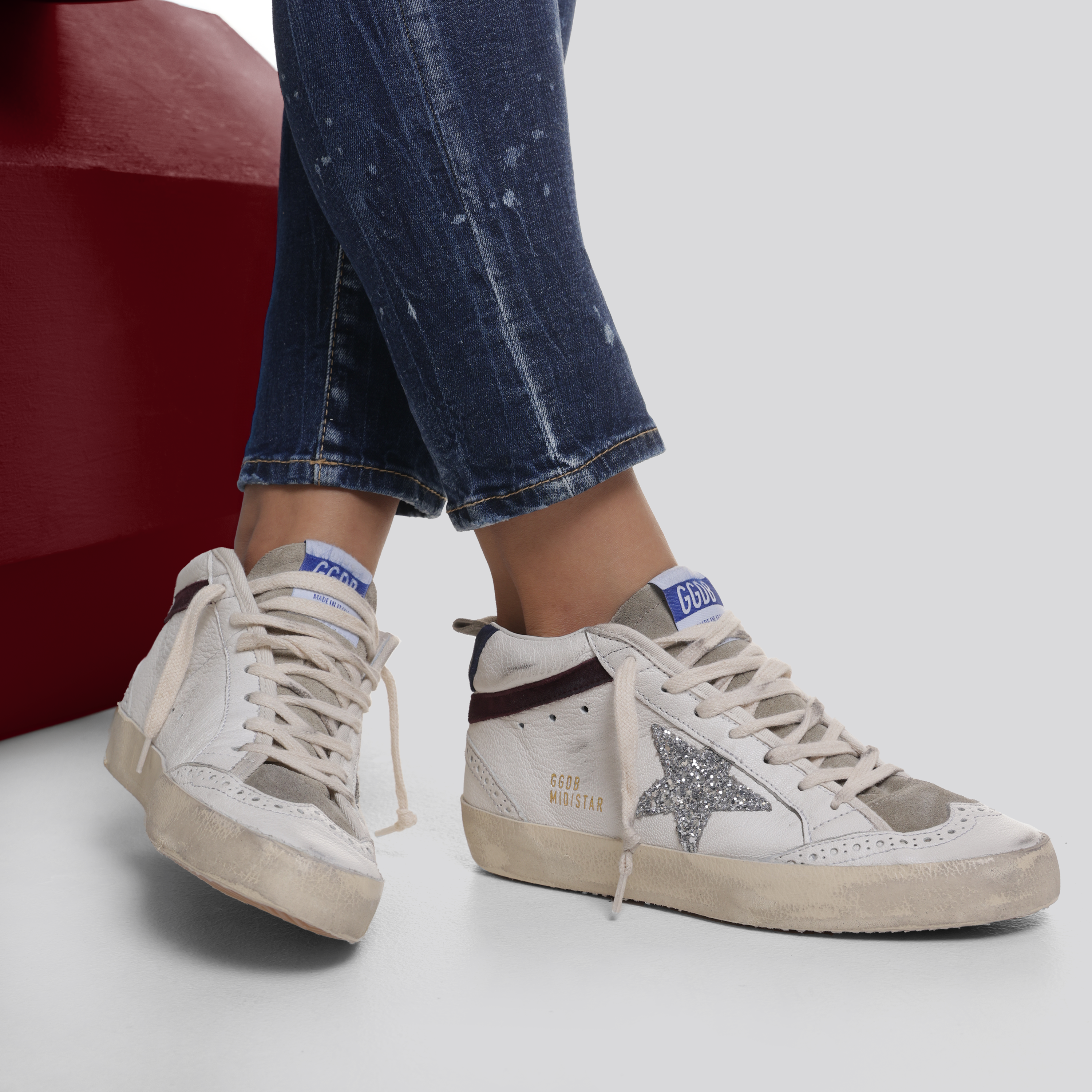 Sneakers Blancos Golden Goose Mid Star Glitter Star
