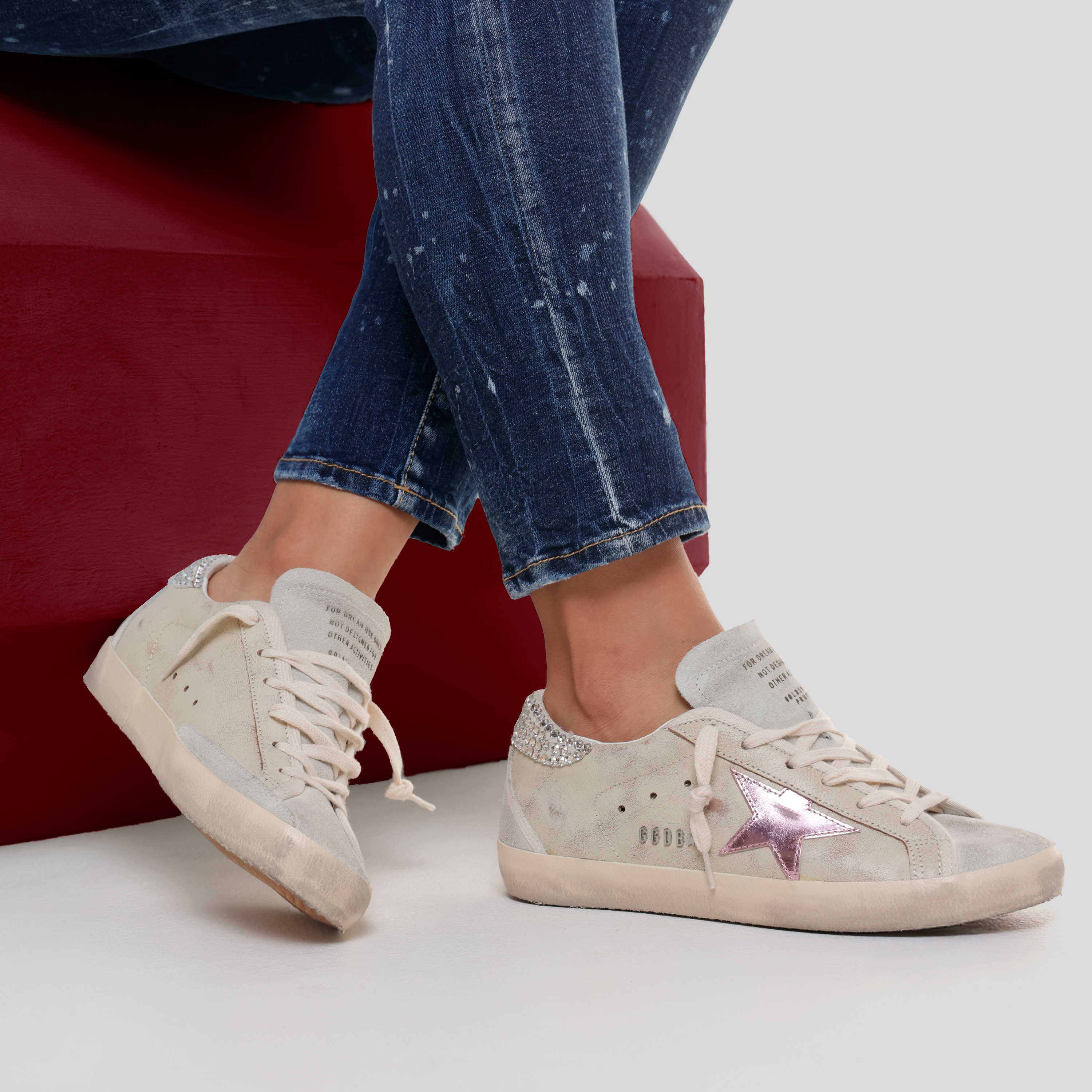 Snakeaker Beige Golden Goose Super-Star Swarovski