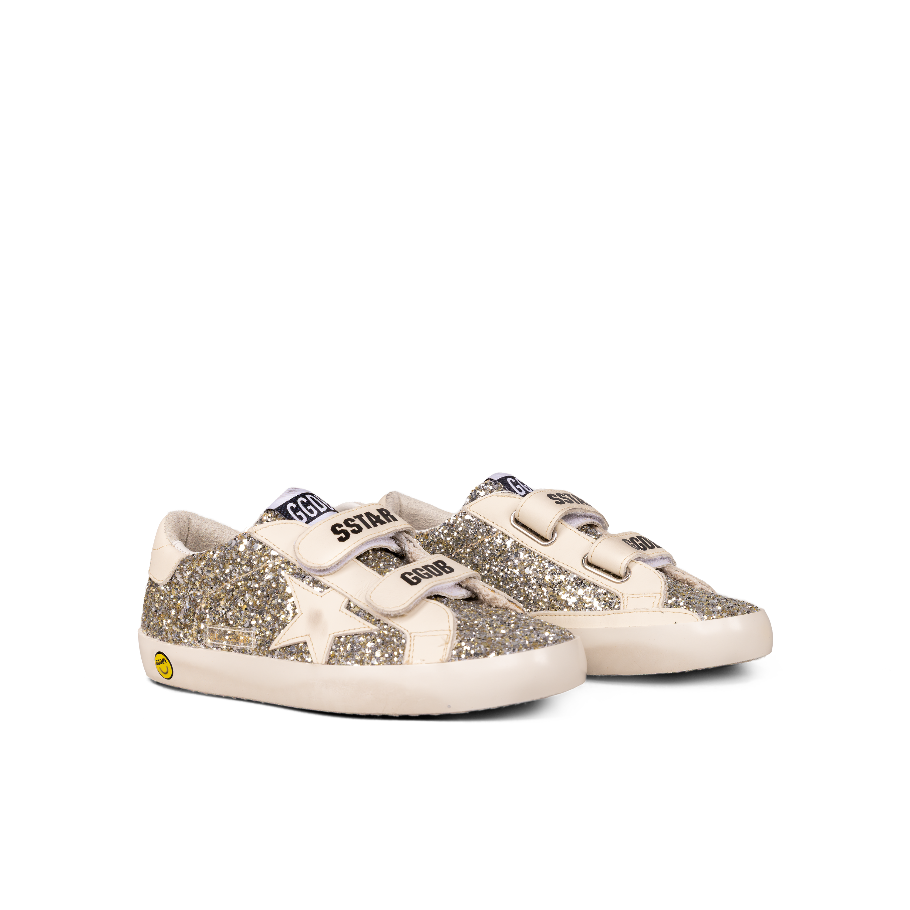 Sneakers Beige Golden Goose Velcro Super-Star Glitter