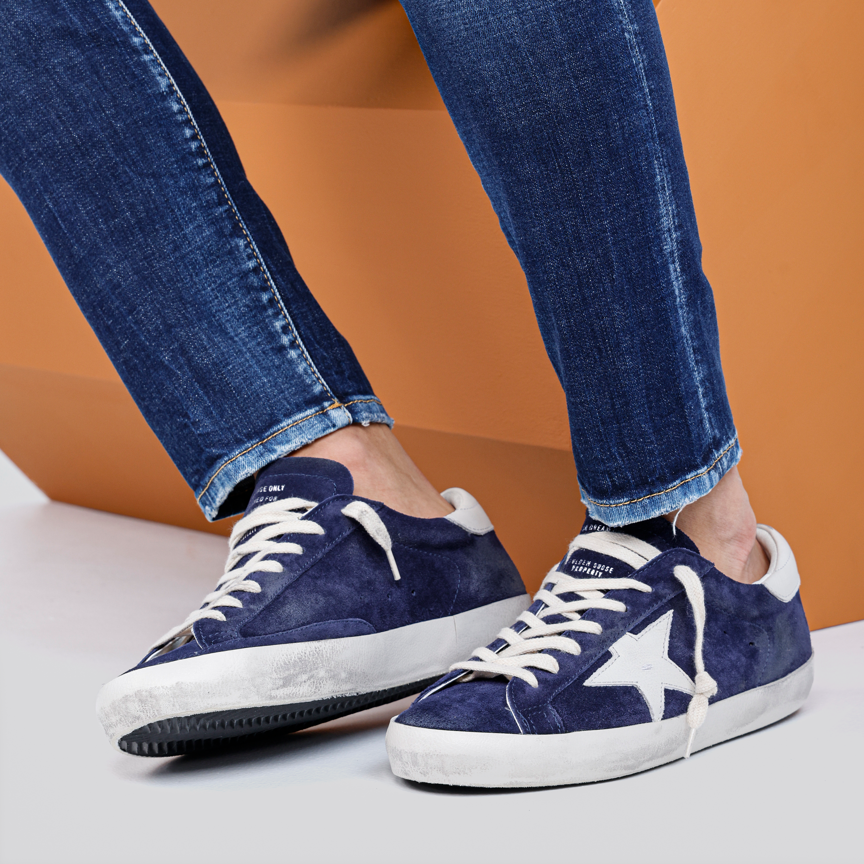 Sneakers Azules Golden Goose Super-Star Suede Leather