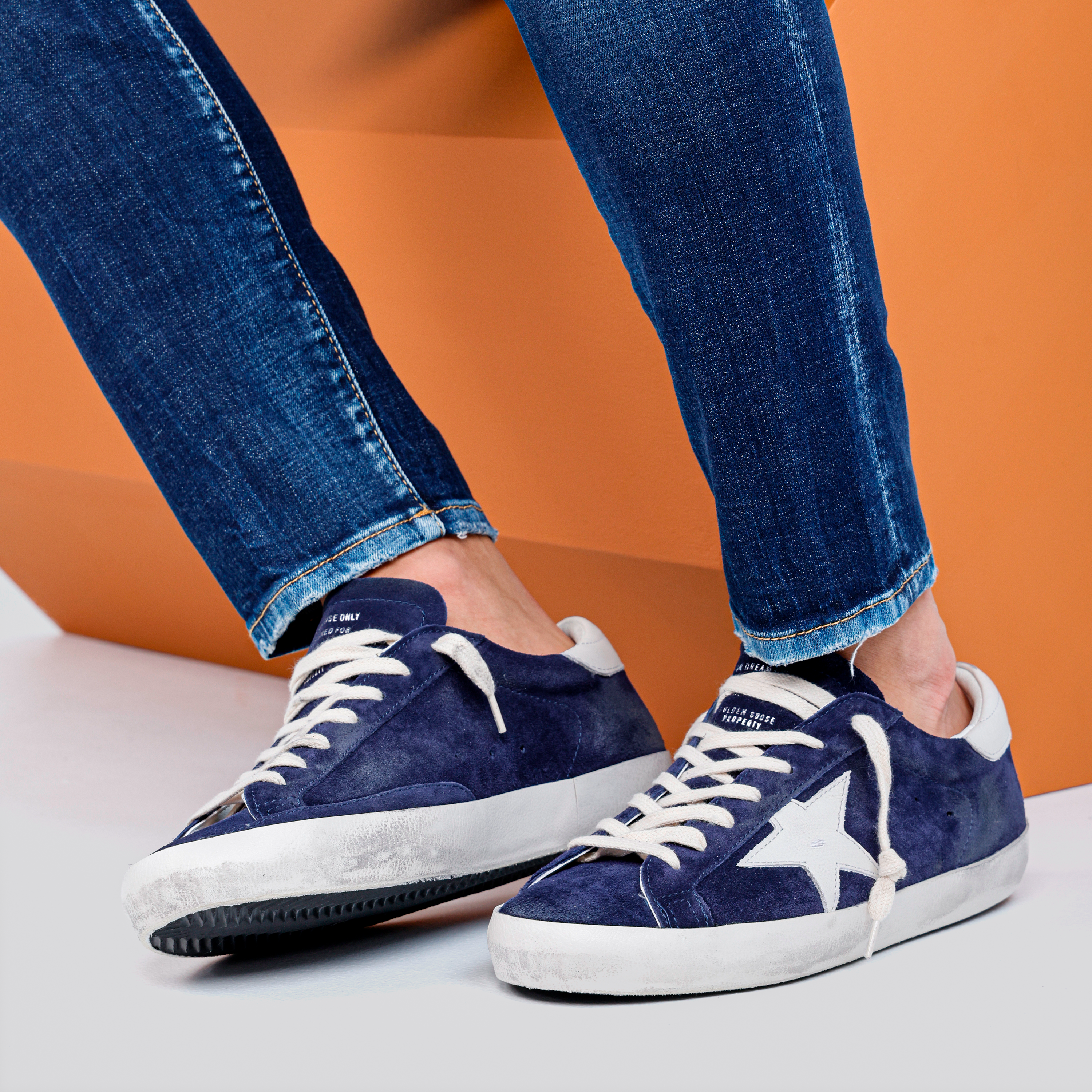 Sneakers Azules Golden Goose Super-Star Suede Leather