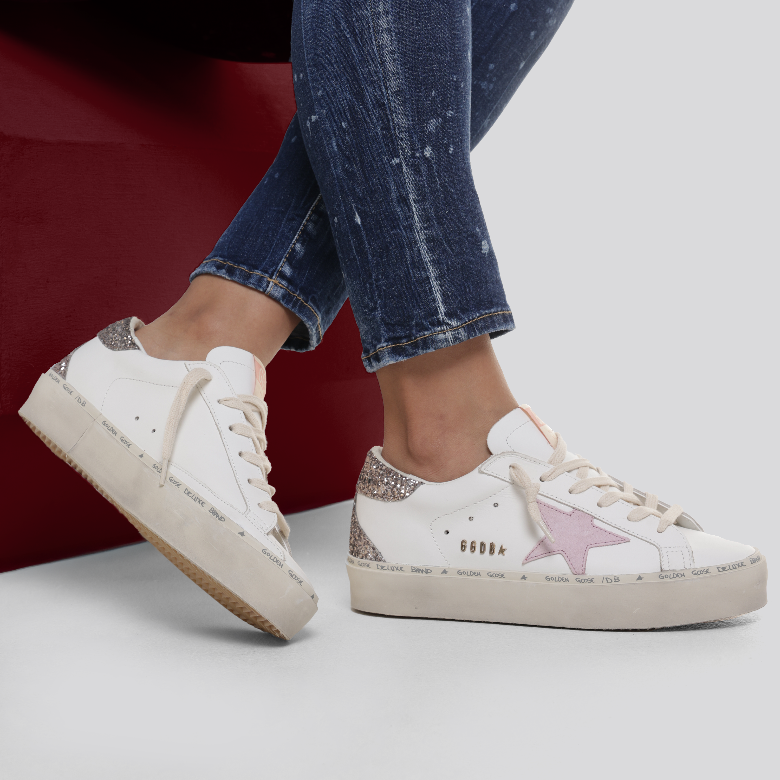 Sneakers Blancos Golden Goose Hi Star Glitter Heel