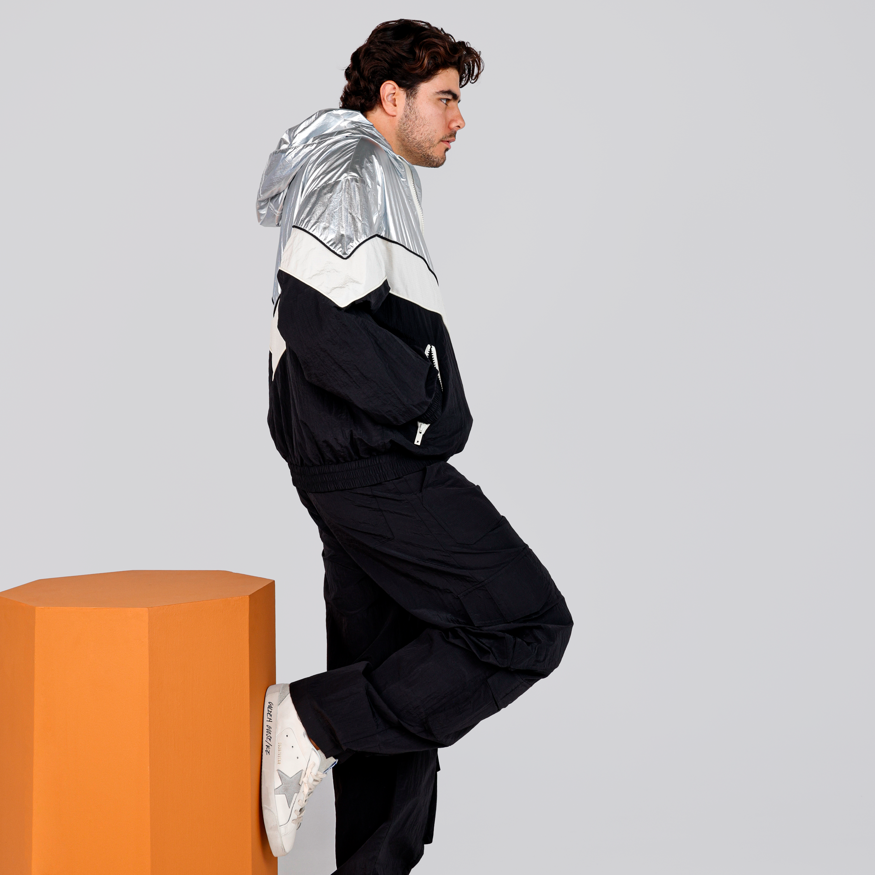 Chaqueta Negra Golden Goose Plateado Windbeaker