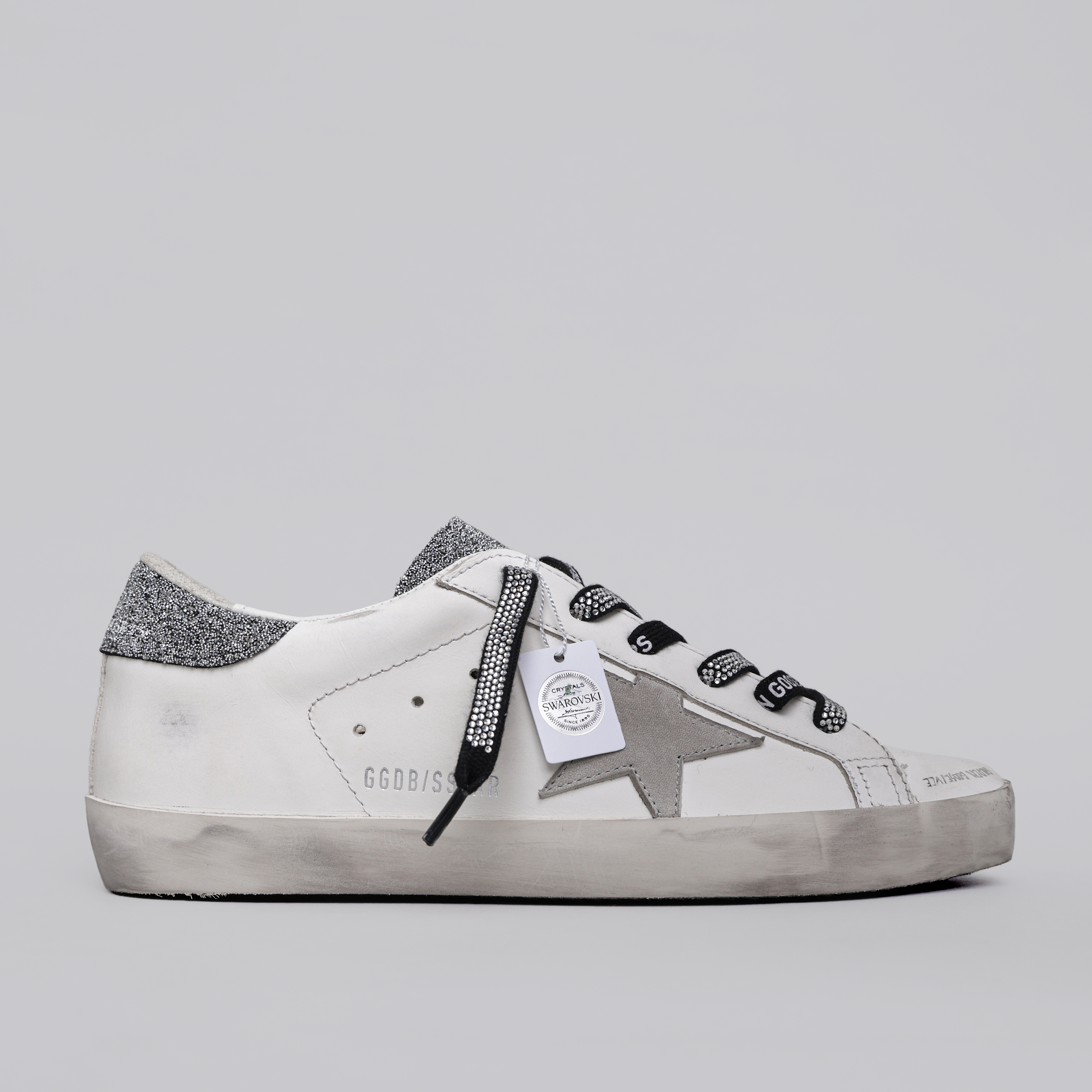 Sneakers Blanco Plateado Golden Goose Super-Star Crystal Tongue