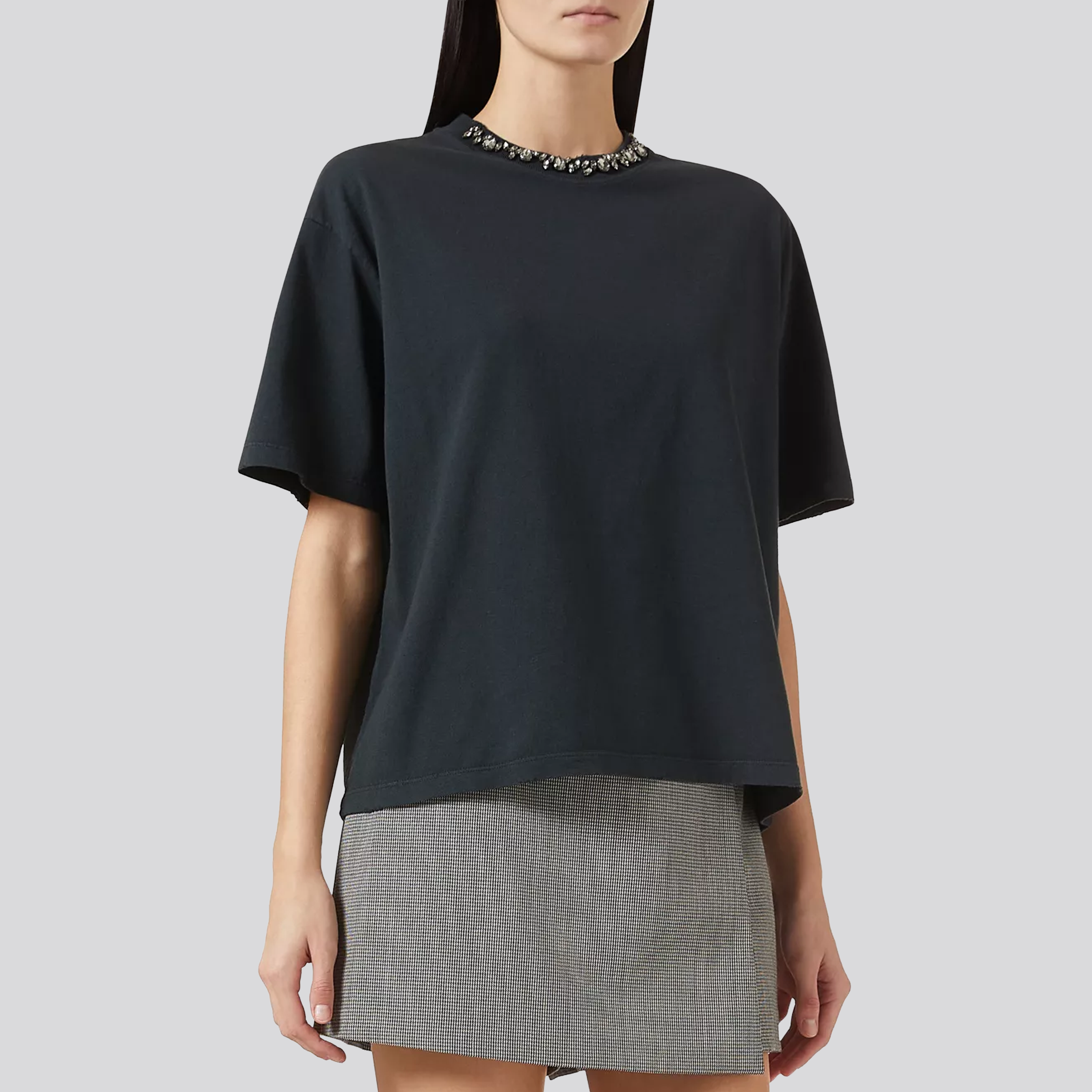 Camiseta Negra Golden Goose Distressed