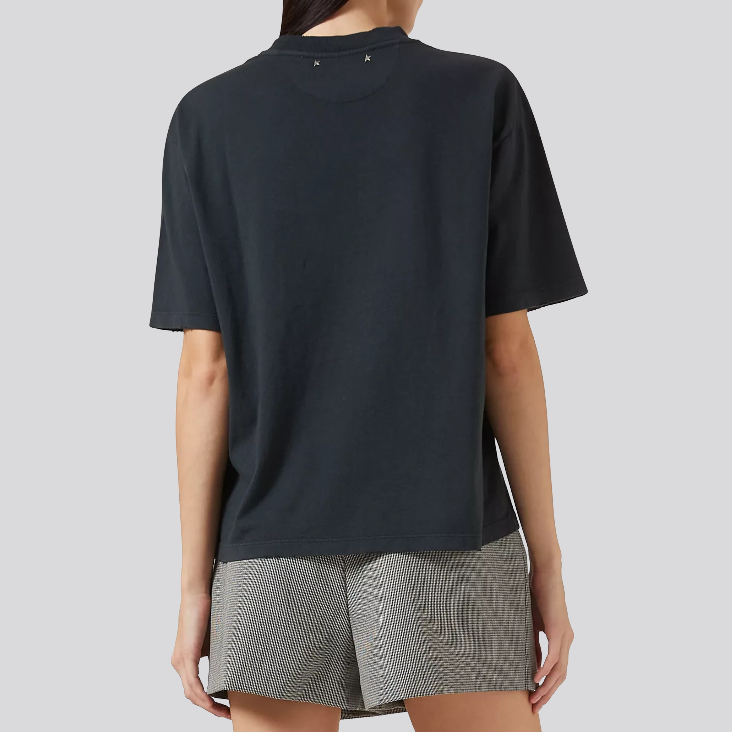 Camiseta Negra Golden Goose Distressed