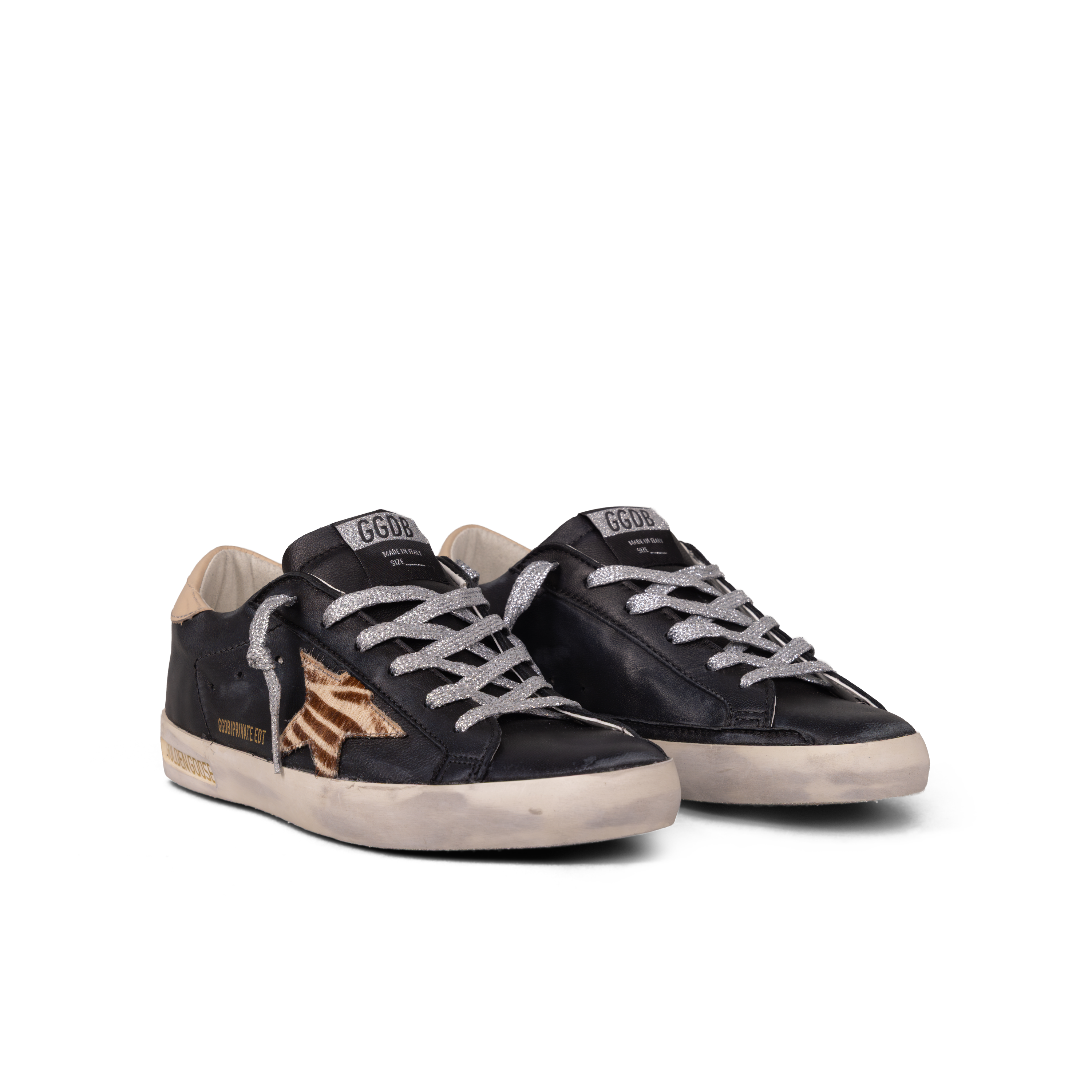 Sneakers Negros Golden Goose Super-Star Zebra Horsy Star