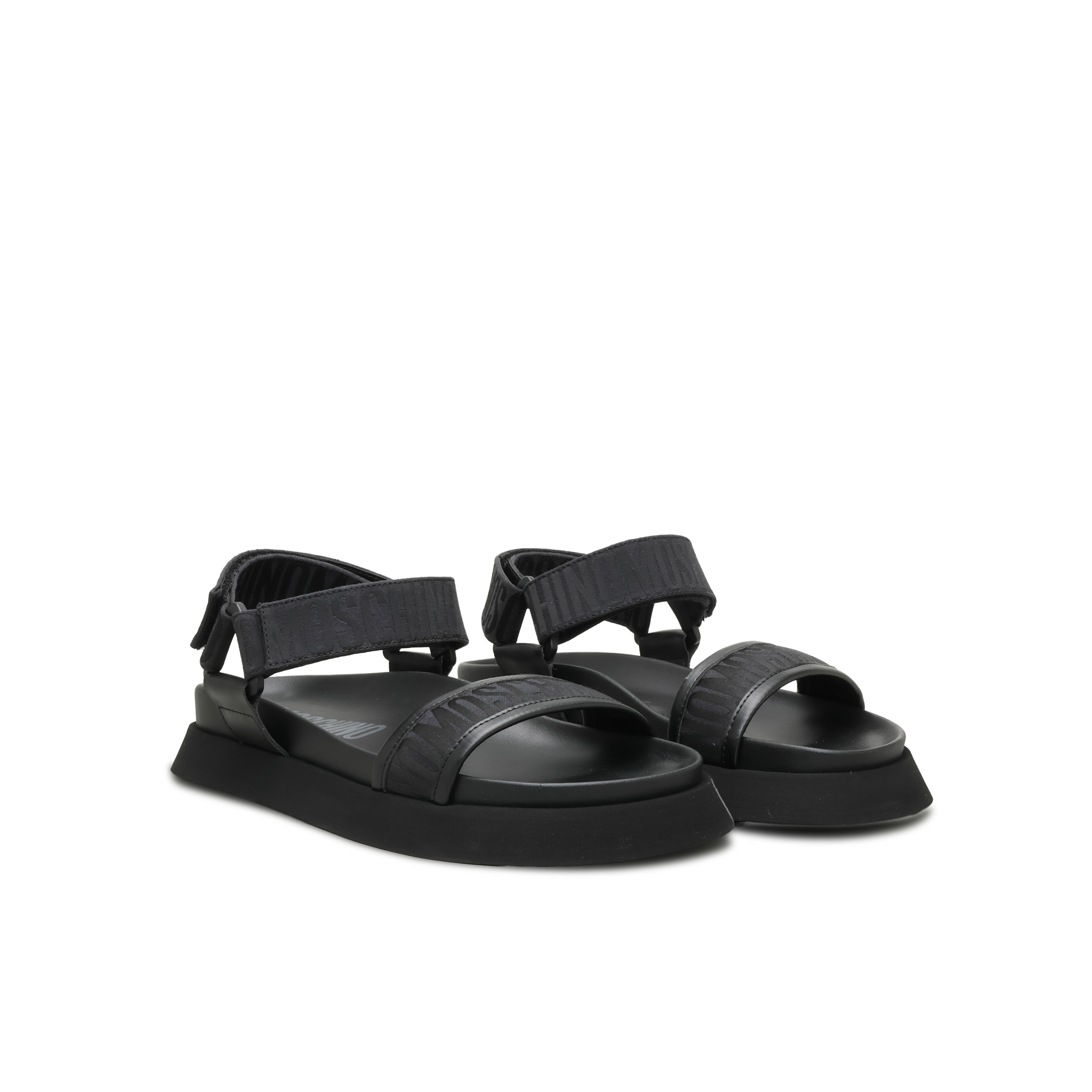 Sandalias Negras Moschino Monogram Lace