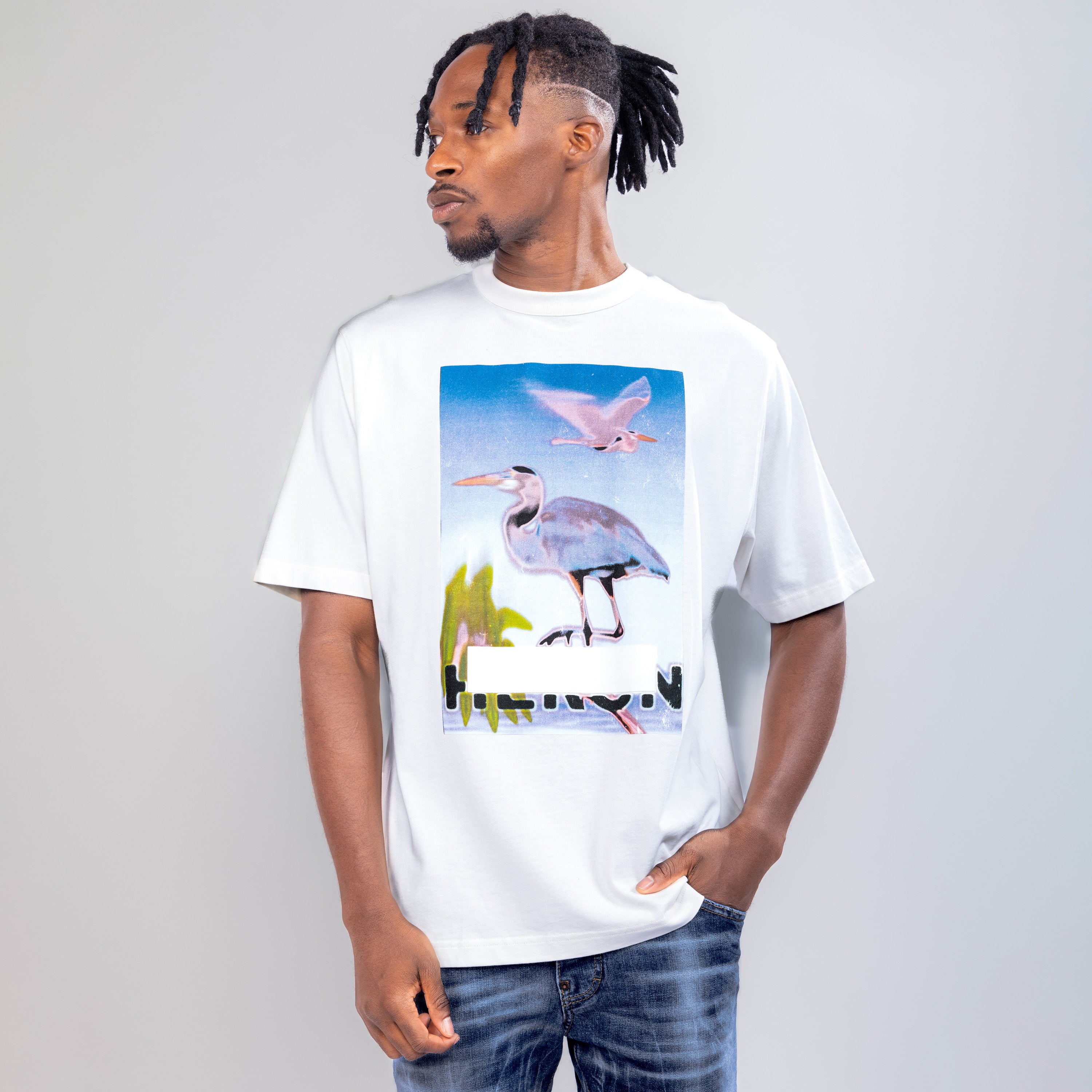 Camiseta Ivory Purple Heron Preston Censored