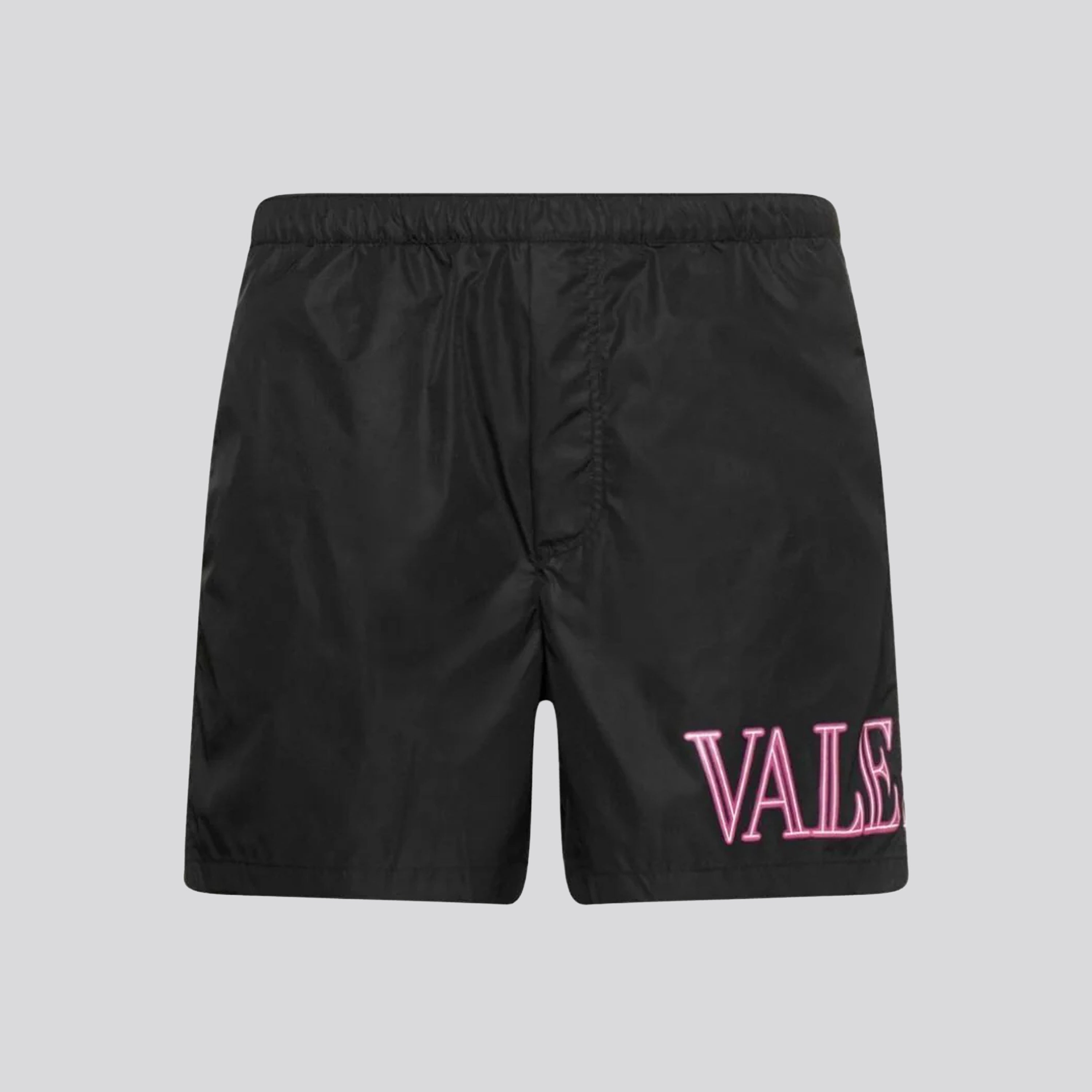 Pantaloneta Negra Valentino Logo Drop Crotch