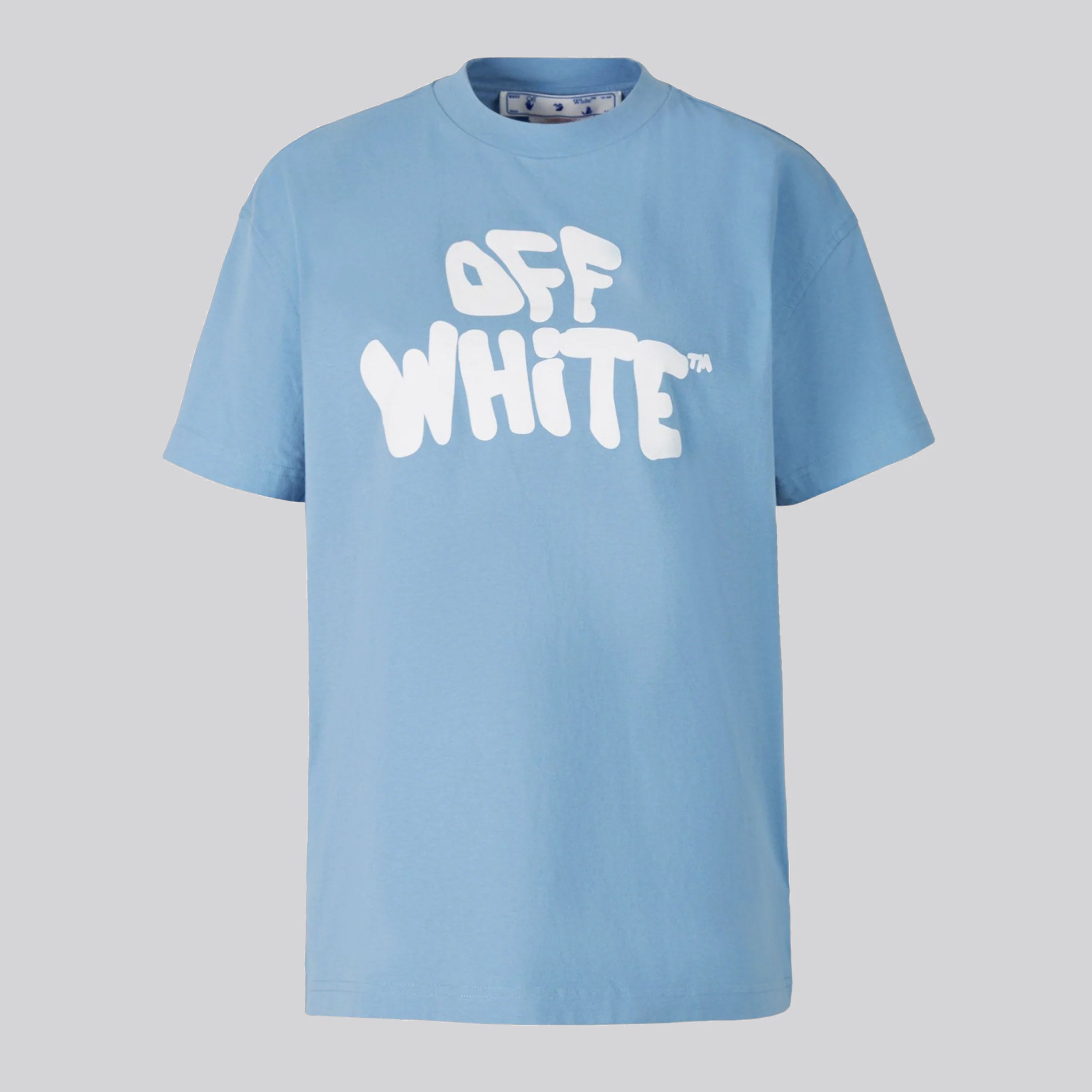 Camiseta Azul Claro Off-White 70s Type Logo