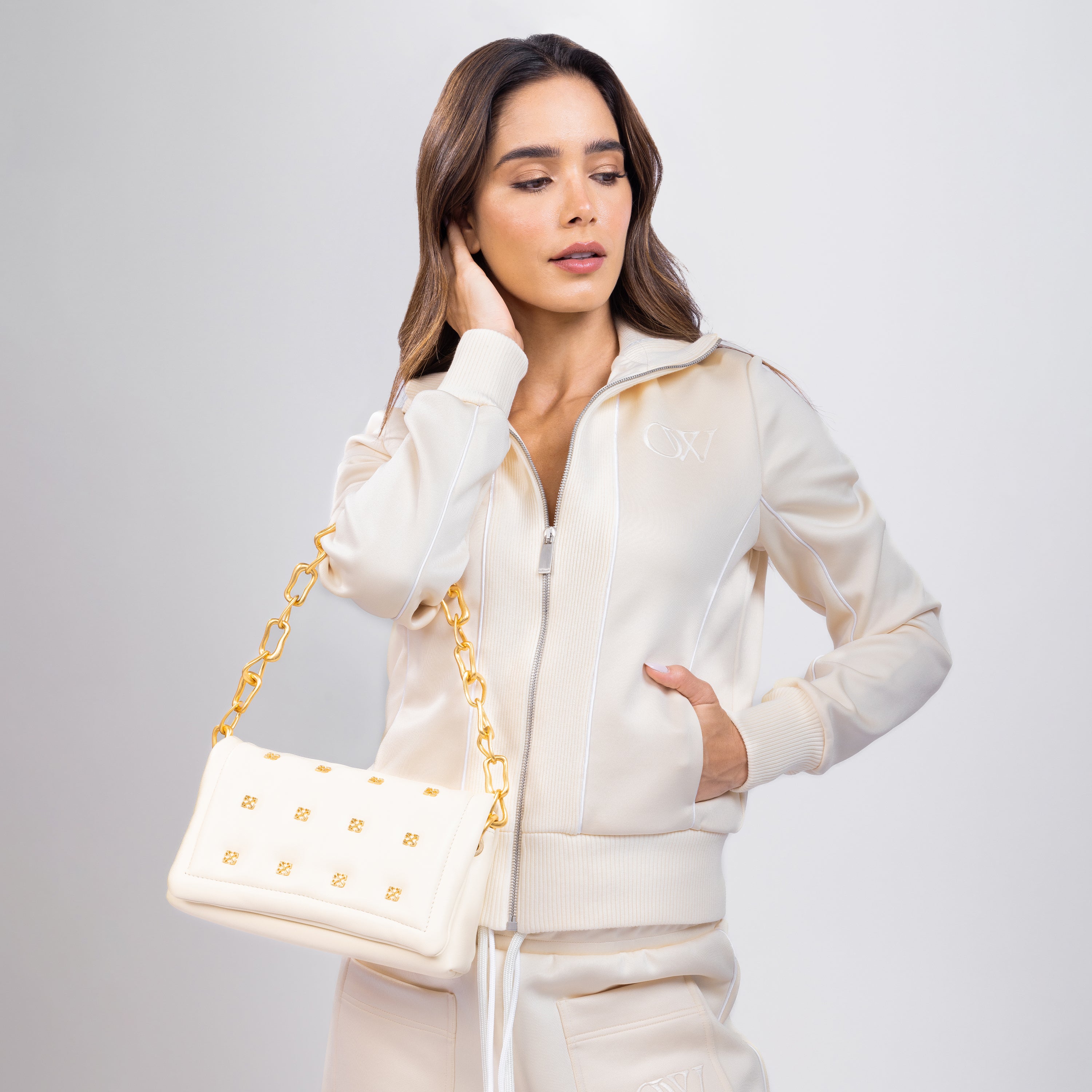 Cartera Beige Off-White Arrow Qlt Small Crossbody
