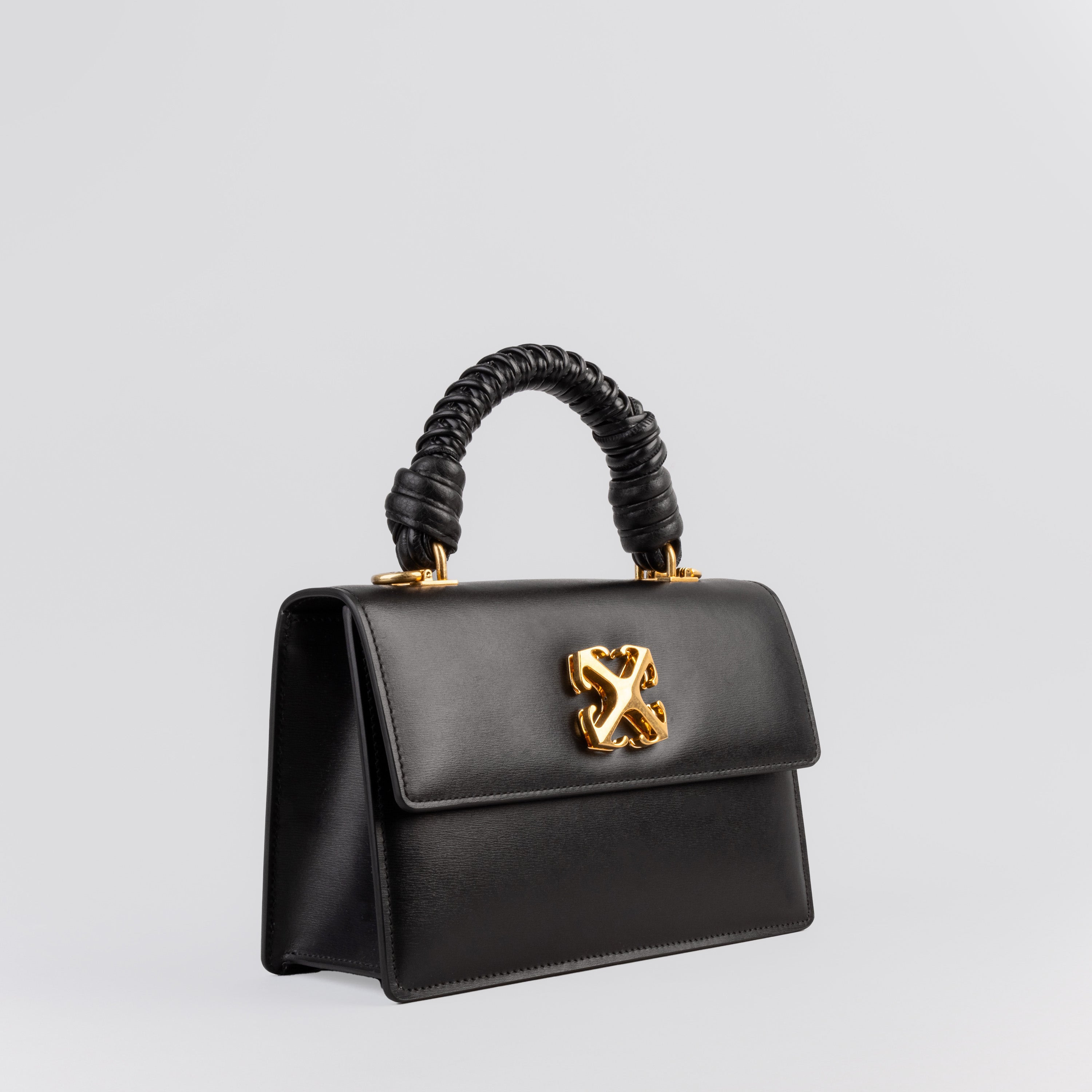 Cartera Negra Off-White Jitney 1.4 Top Handle Woven
