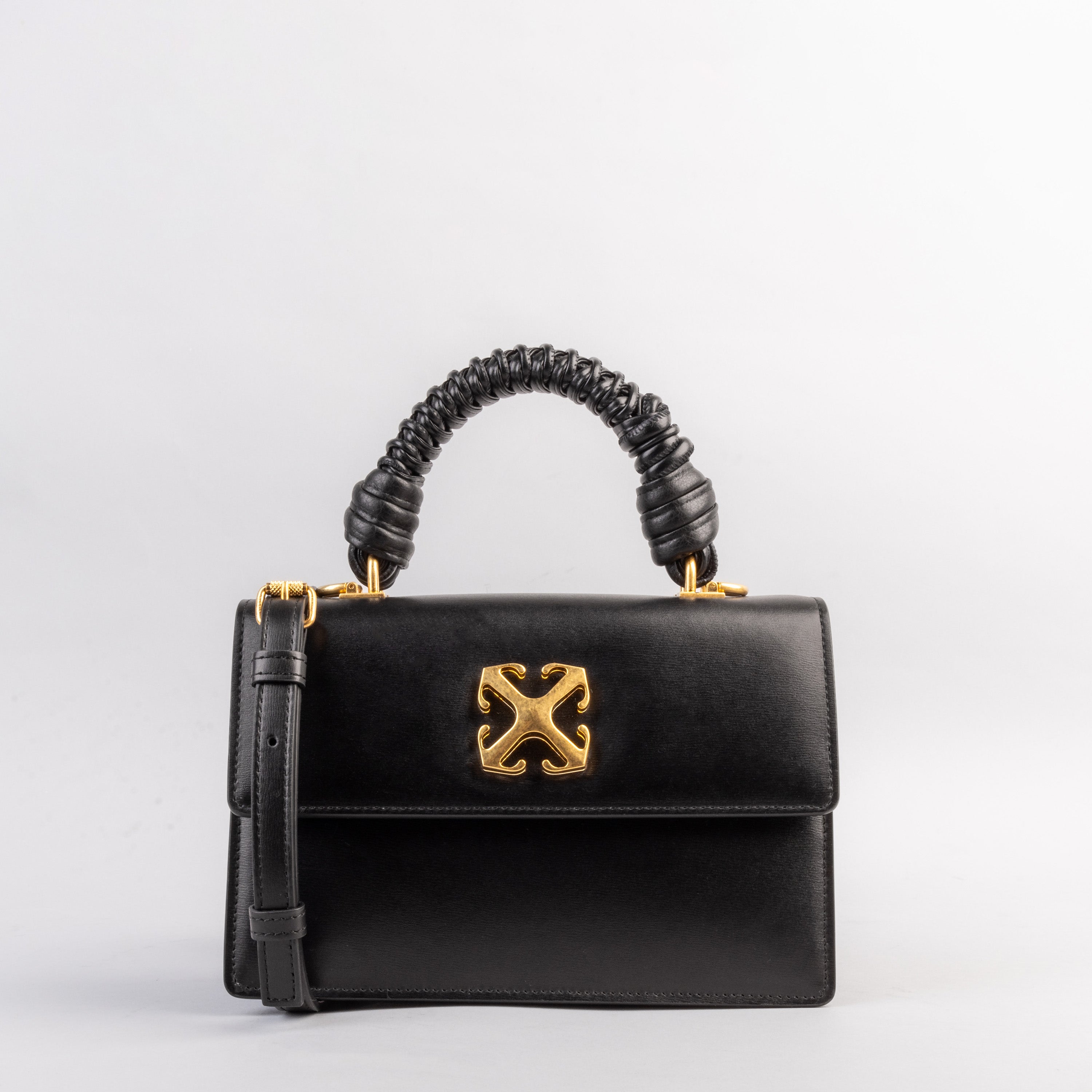 Cartera Negra Off-White Jitney 1.4 Top Handle Woven