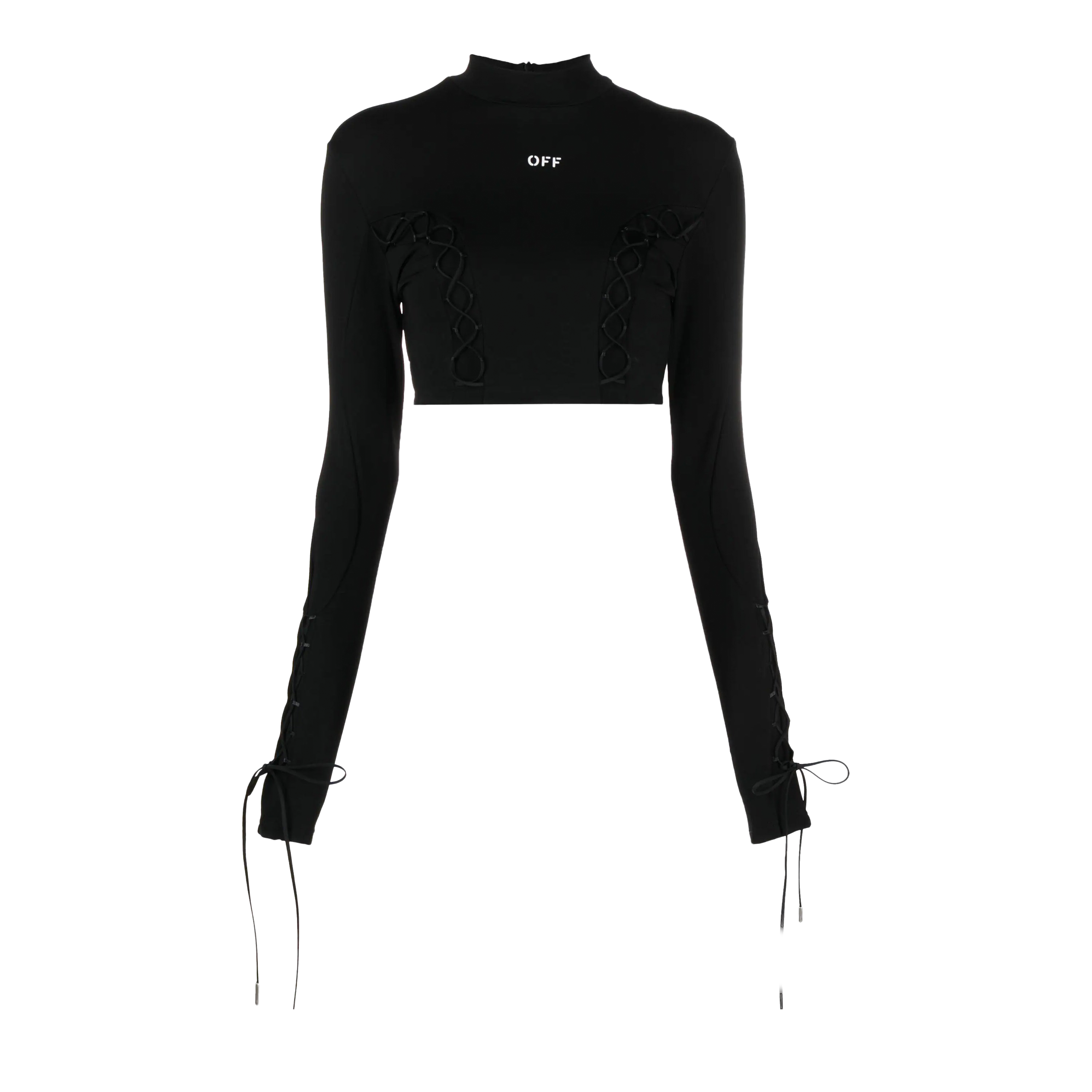 Top Negro Off-White Laceup Turtleneck