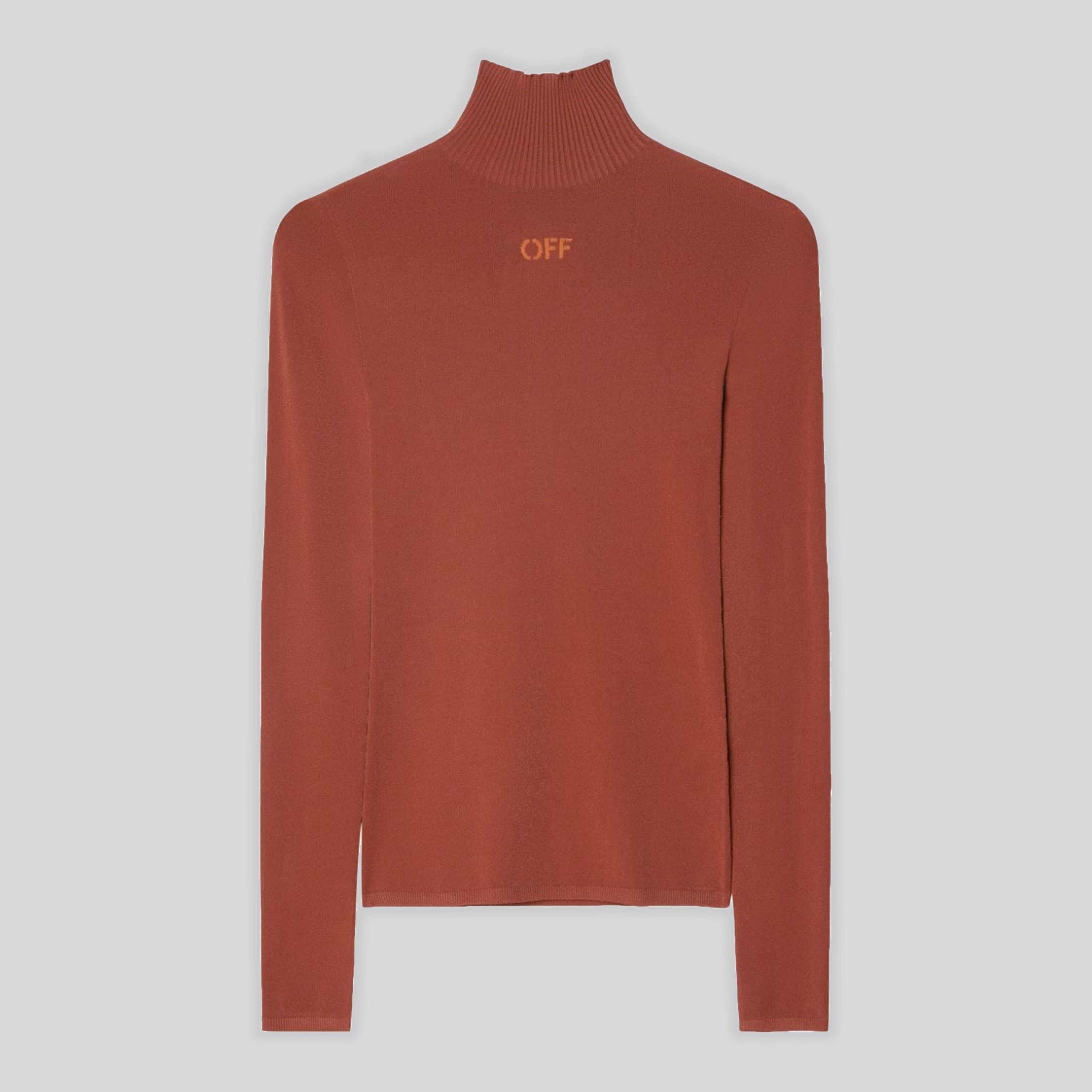 Top Rojo Off-White Naranja Mockneck