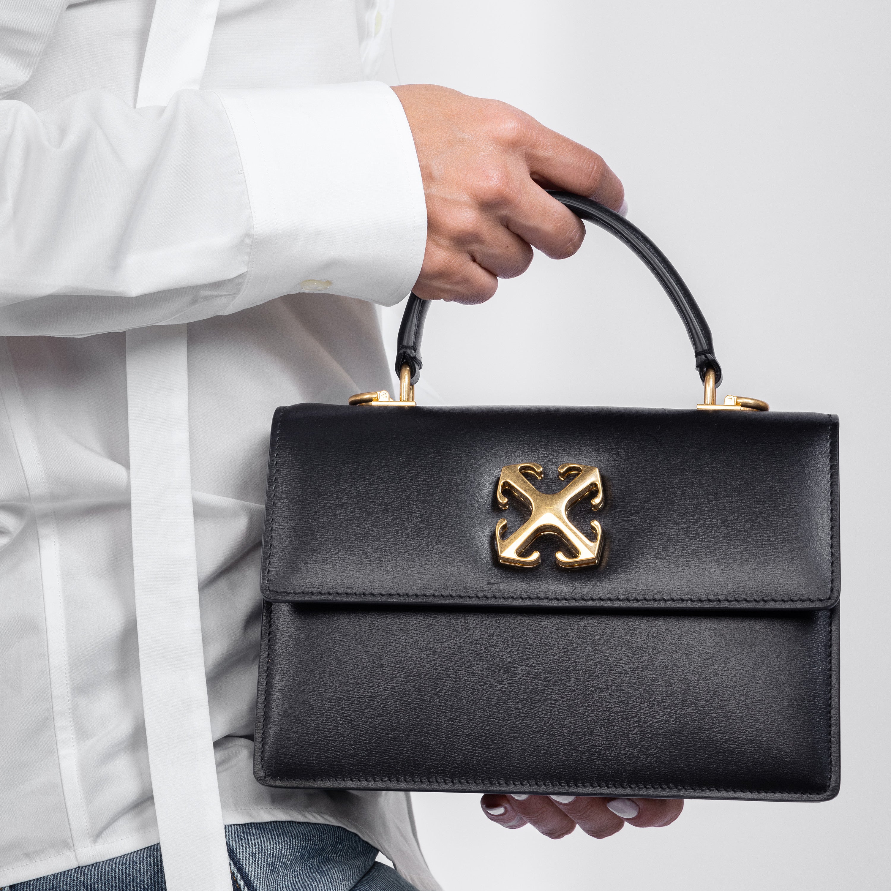 Cartera Negra Off-White itney 1.4 Top Handle Chain