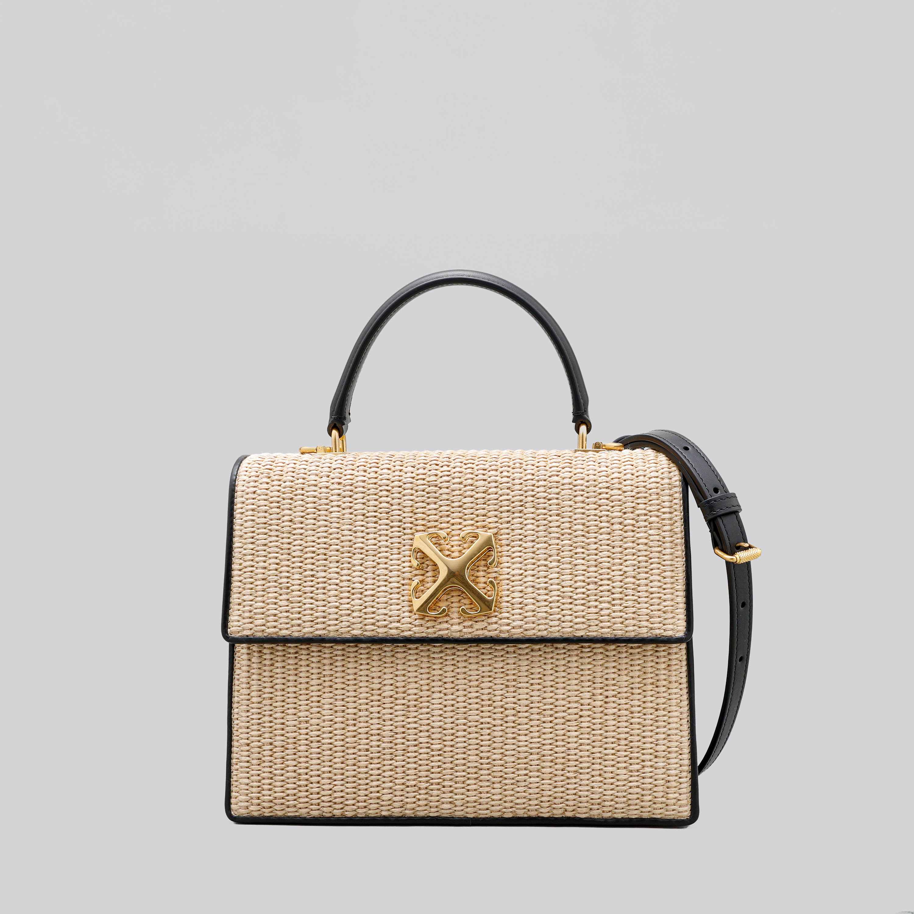 Cartera Beige Off-White Jitney 1.4 Top Handle Rafia