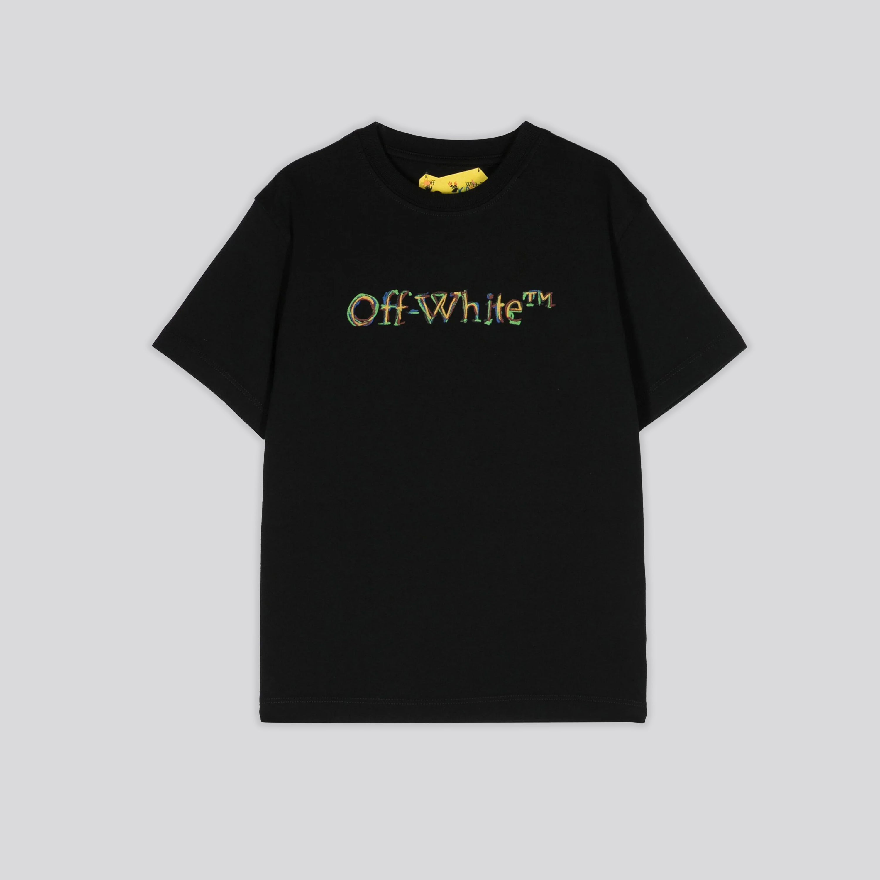 Camiseta Negra Off-White Kids Multicolor Logo